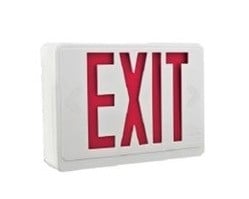 Quantum thermoplastic exit/unit combo, LED, Red, High output battery, Emergency operation with self-diagnostic, Less lamp heads, Master pack of 6
