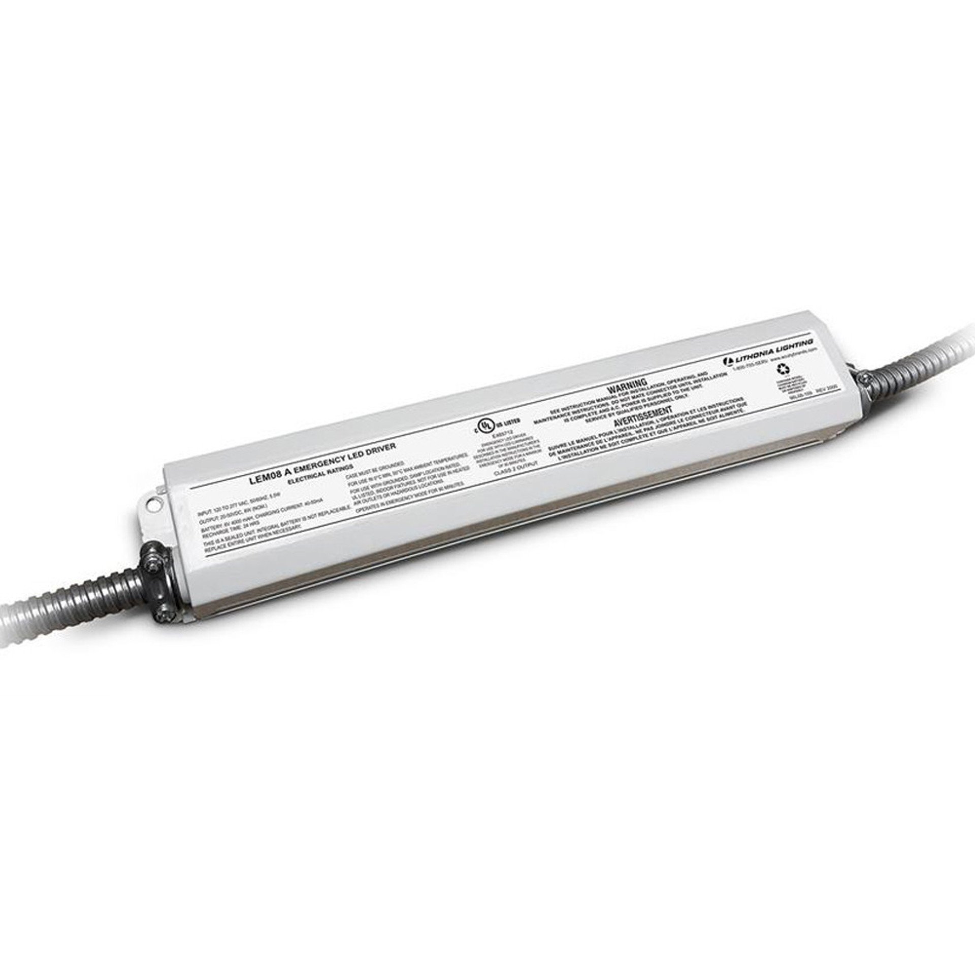 8W Emergency LED Driver, Dual Flexible Metal Conduit