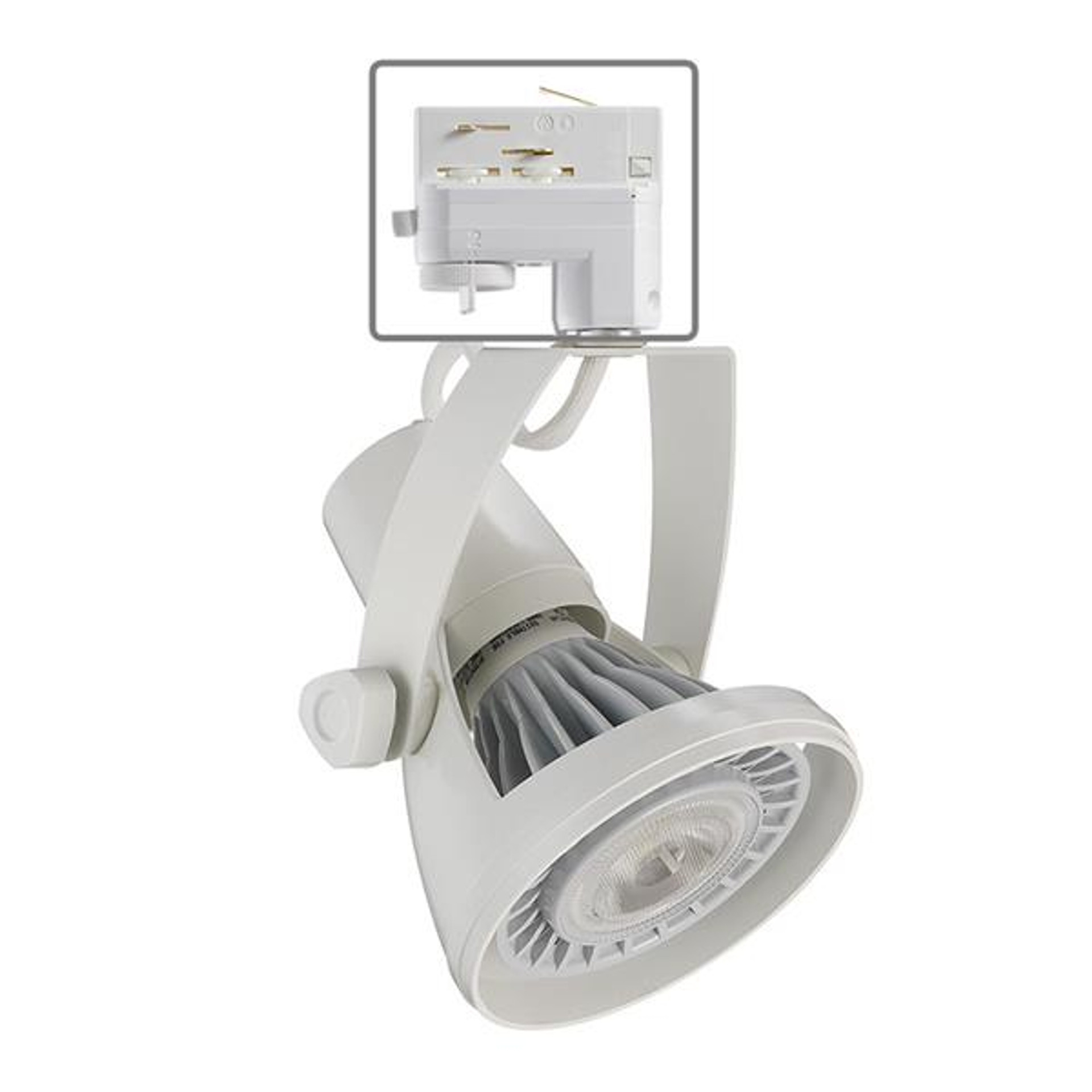 Juno - Track lighting - Die Cast Gimbal Ring Lamp Holder. Aiming lock secures fixture aiming. 18W max., PAR30L, E26 base. White Finish. - Model T1030 E26 18W WH
