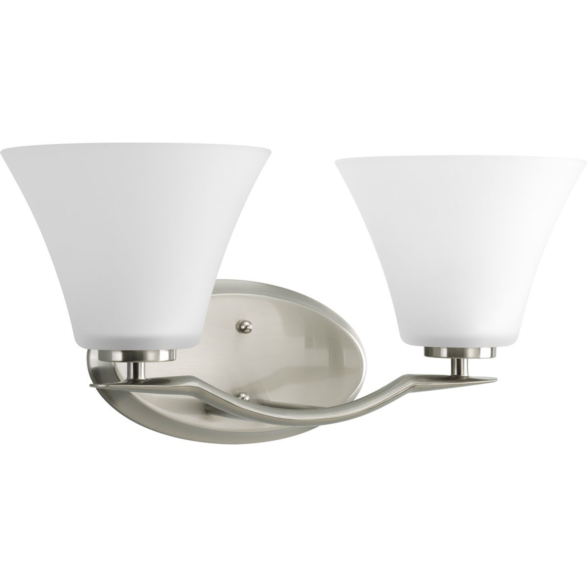 Progress Lighting Bath & Vanity Light - Bravo Collection Two-Light Brushed Nickel Etched Glass Modern Bath Vanity Light - Model P2005-09