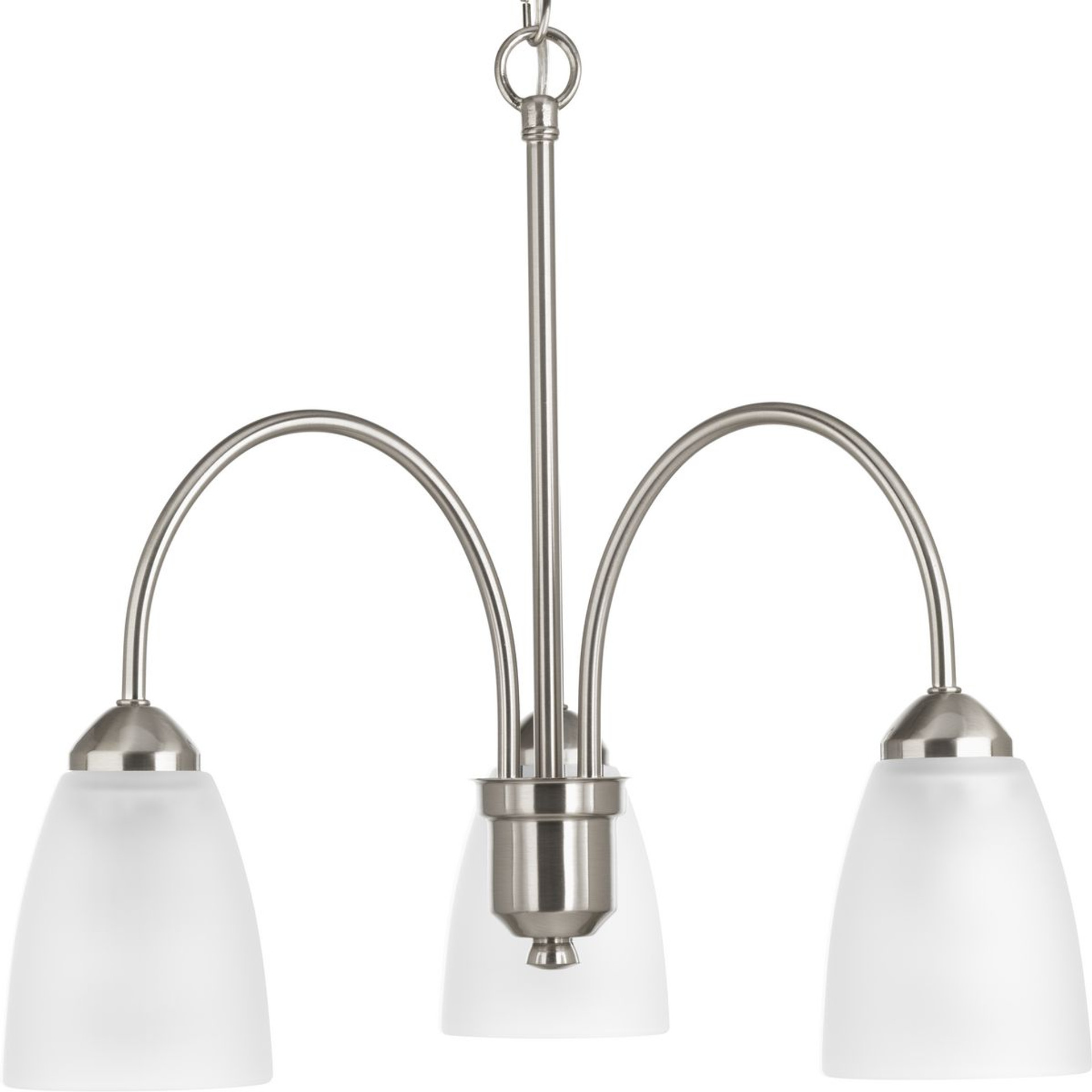 Progress Lighting Chandeliers Light - Gather Collection Three-Light Brushed Nickel Etched Glass Traditional Chandelier Light - Model P4734-09
