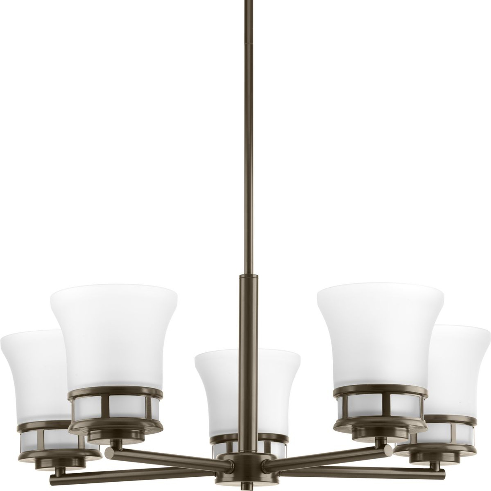 Progress Lighting Chandeliers Light - Cascadia Collection Five-Light Antique Bronze Etched Glass Coastal Chandelier Light - Model P4613-20