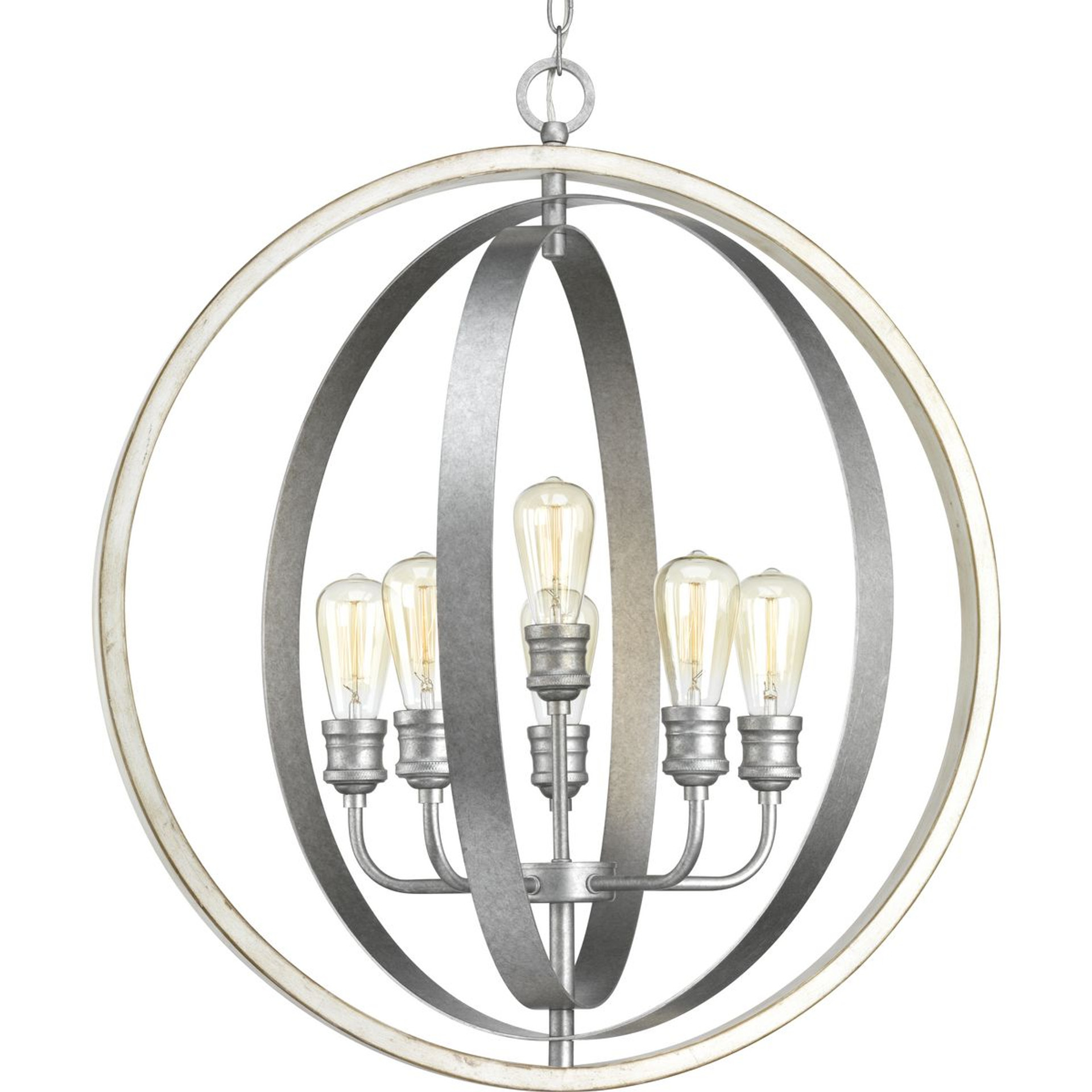 Progress Lighting Pendants Light - Conestee Collection Six-Light Galvanized Finish Farmhouse Pendant Light - Model P500094-141