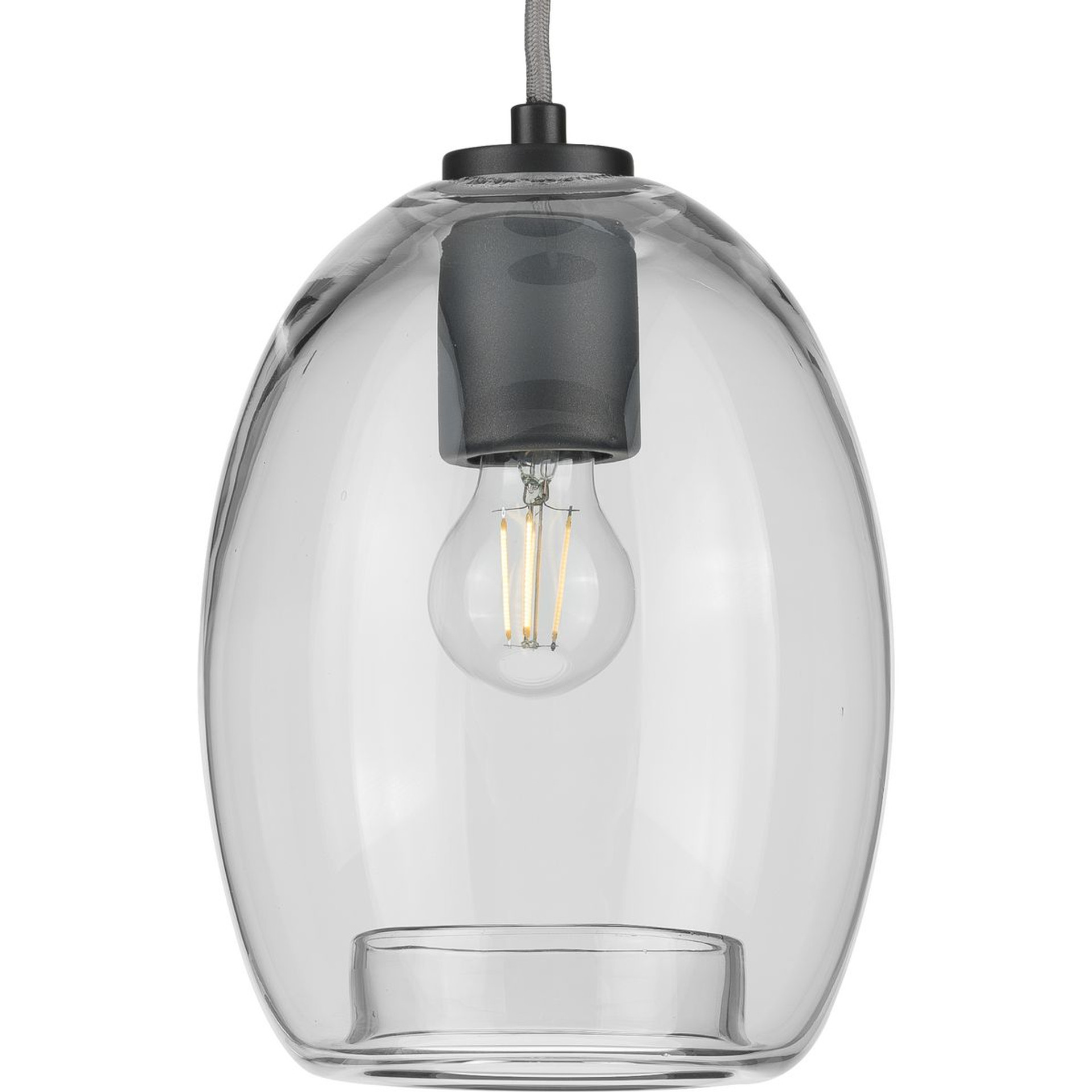 Progress Lighting Pendants Light - Caisson Collection One-Light Graphite Clear Glass Global Pendant Light - Model P500159-143