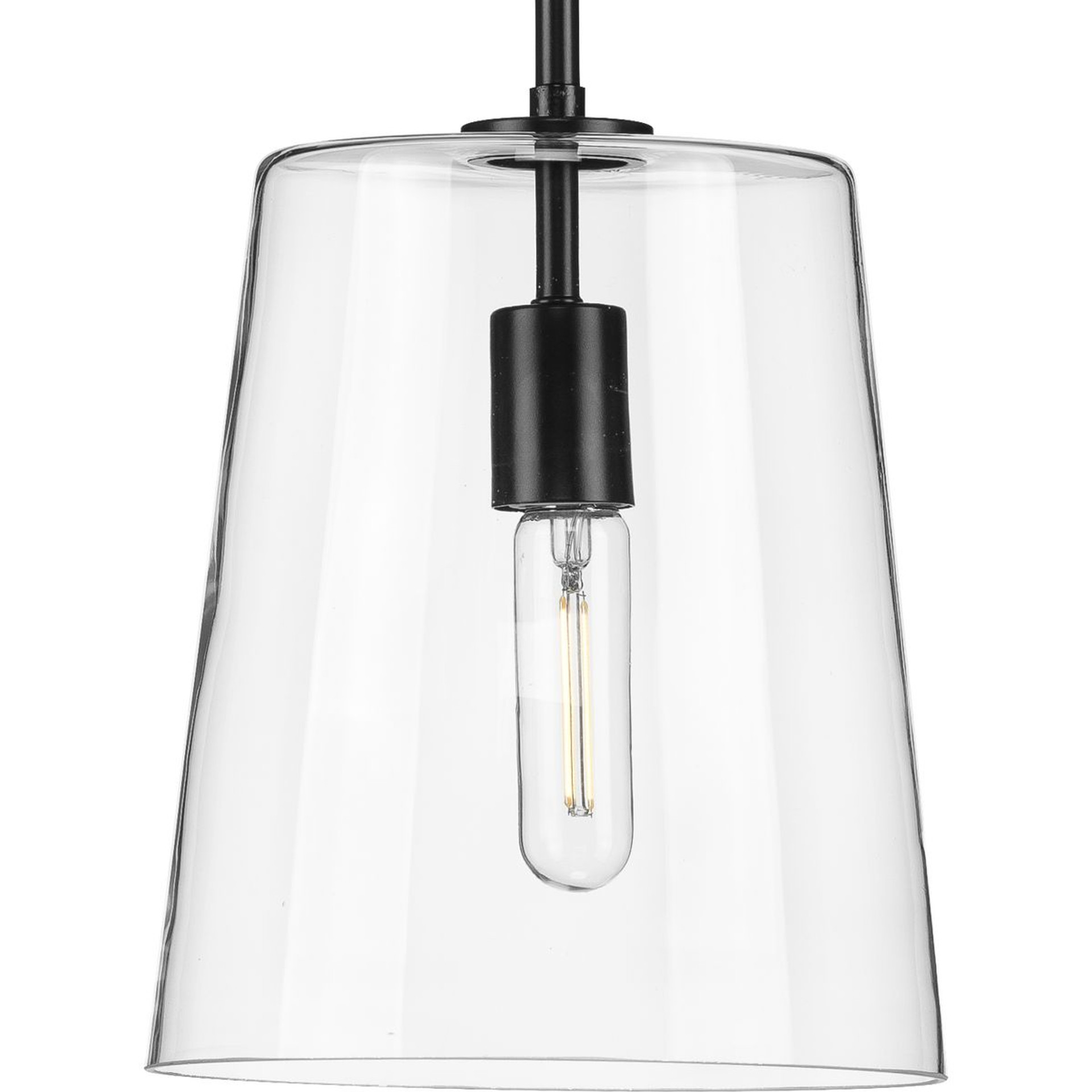 Progress Lighting Pendants Light - Clarion Collection One-Light Black Clear Glass Transitional Pendant - Model P500241-031