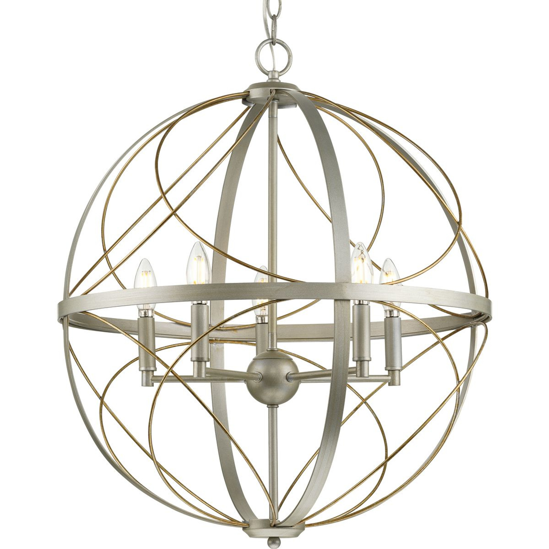 Progress Lighting Pendants Light - Brandywine Collection Five-Light Silver Ridge Farmhouse Pendant Light - Model P500287-134