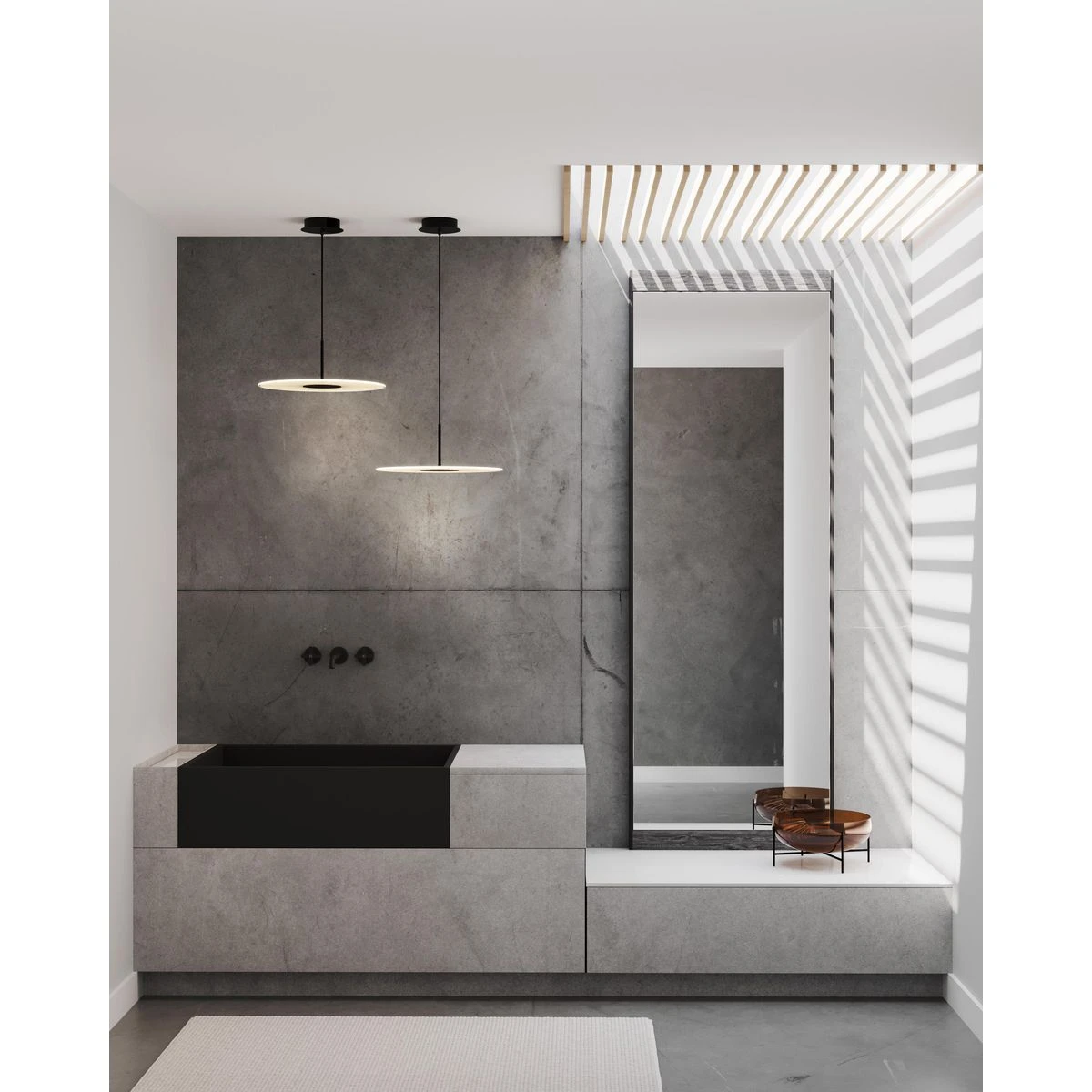 Progress Lighting Spoke LED Collection Matte Black Modern Style Hanging Pendant Light - Damp Location Listed Application Shot Model P500318-031-30