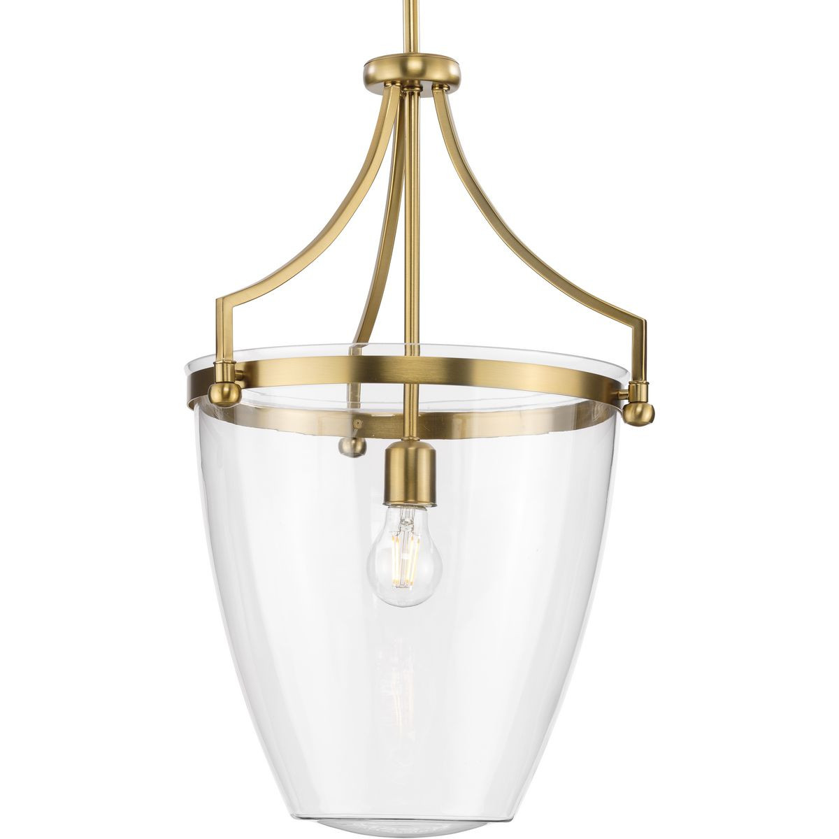 Progress Lighting Pendants Light - Parkhurst Collection One-Light New Traditional Brushed Bronze Clear Glass Pendant Light - Model P500361-109