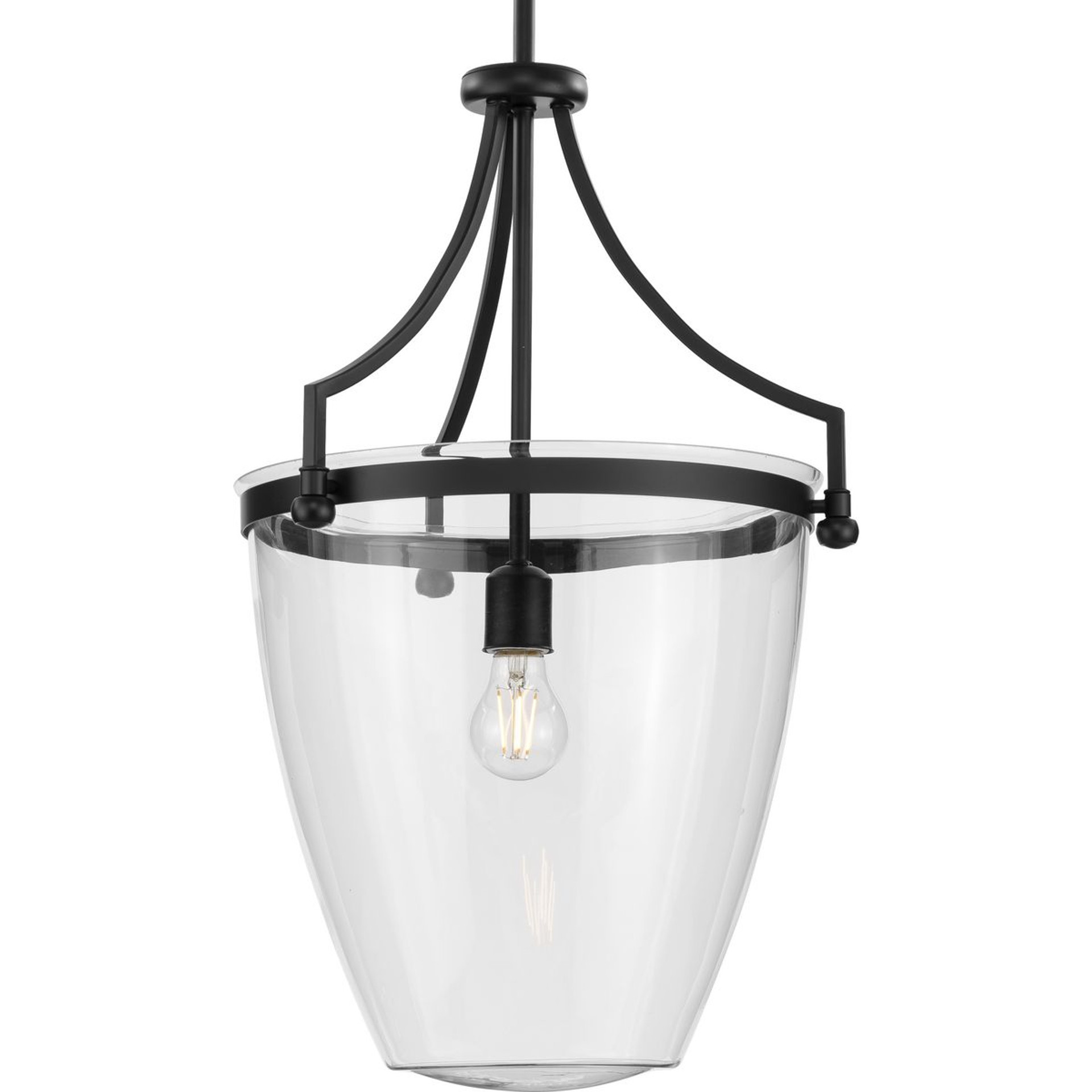 Progress Lighting Pendants Light - Parkhurst Collection One-Light New Traditional Matte Black Clear Glass Pendant Light - Model P500361-31M