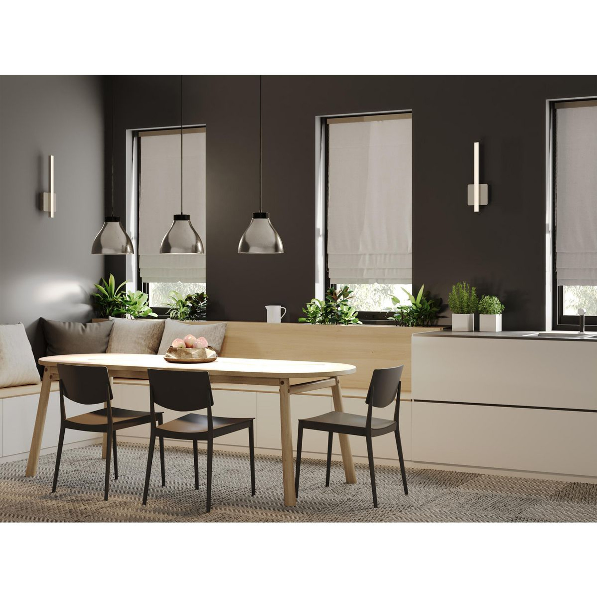 Progress Lighting Radian LED Collection Modern Brushed Nickel Metal Pendant - Damp Location Listed Application Shot Model P500372-009-30
