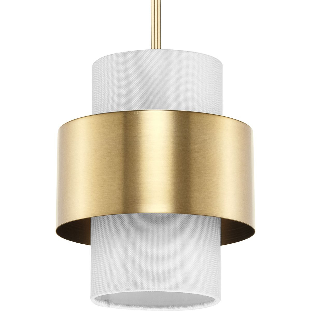 Progress Lighting Pendants Light - Silva Collection One-Light Brushed Bronze White Linen Shade Pendant - Model P500398-109