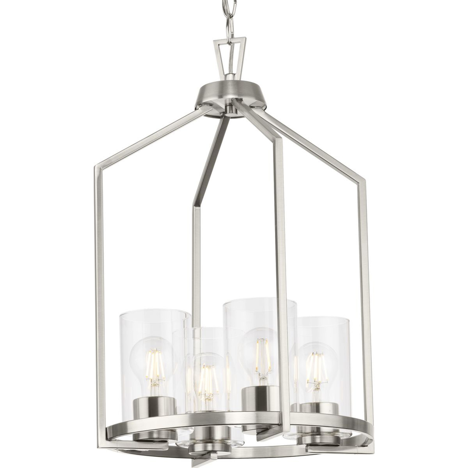 Progress Lighting Hall & Foyer Light - Goodwin Collection Four-Light Brushed Nickel Modern Farmhouse Hall & Foyer Light - Model P500411-009
