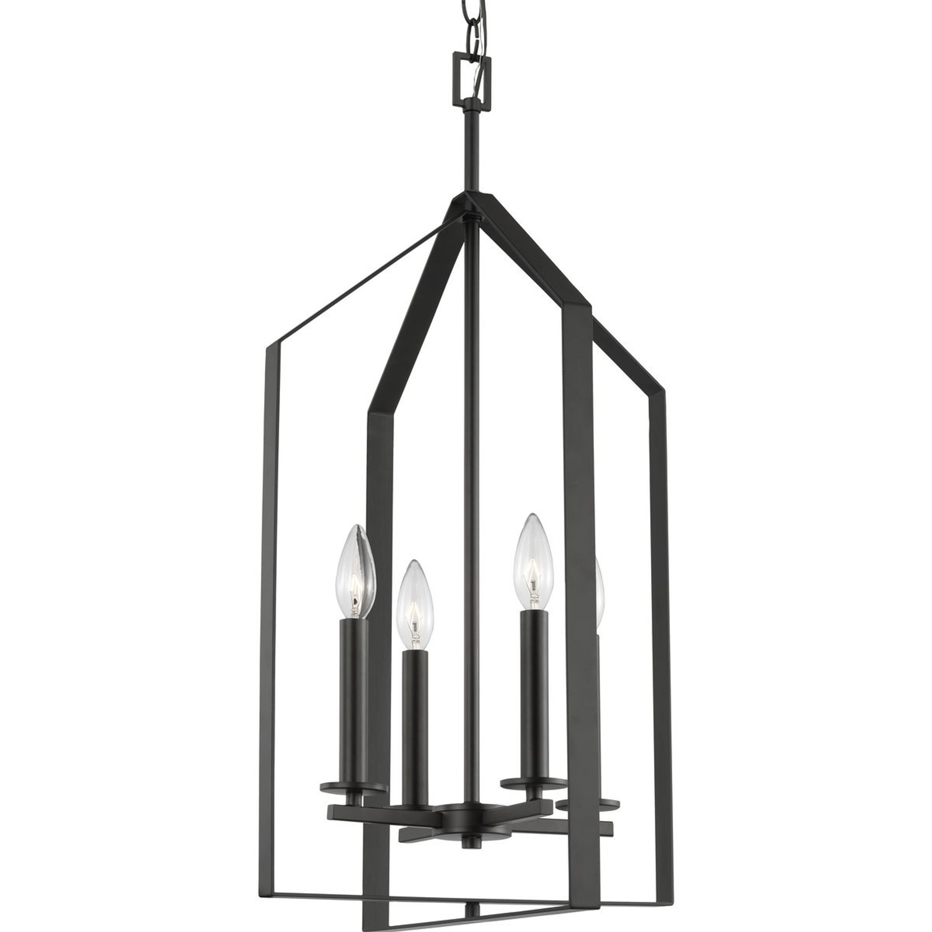 Progress Lighting Hall & Foyer Light - Vertex Collection Four-Light Matte Black Contemporary Foyer Light - Model P500432-31M