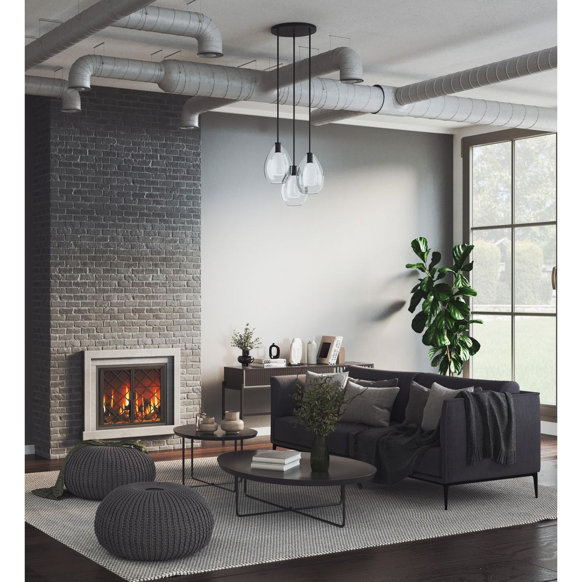 Progress Lighting Carillon Collection One-Light Matte Black Contemporary Pendant - Dry Location Listed Application Shot Model P500438-31M