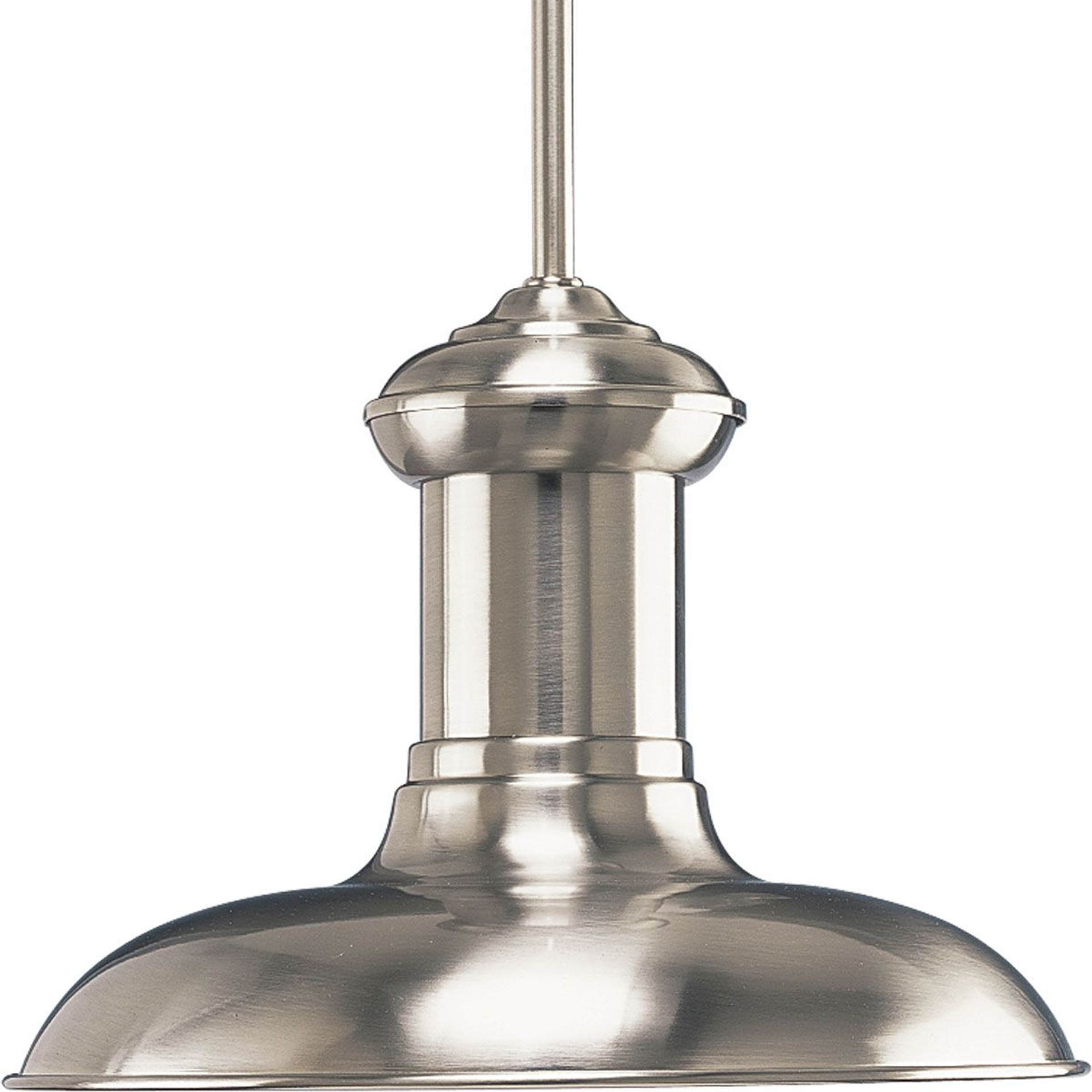 Progress Lighting Pendants Light - Brookside Collection One-Light Brushed Nickel Spun Metal Shade Coastal Pendant Light - Model P5024-09