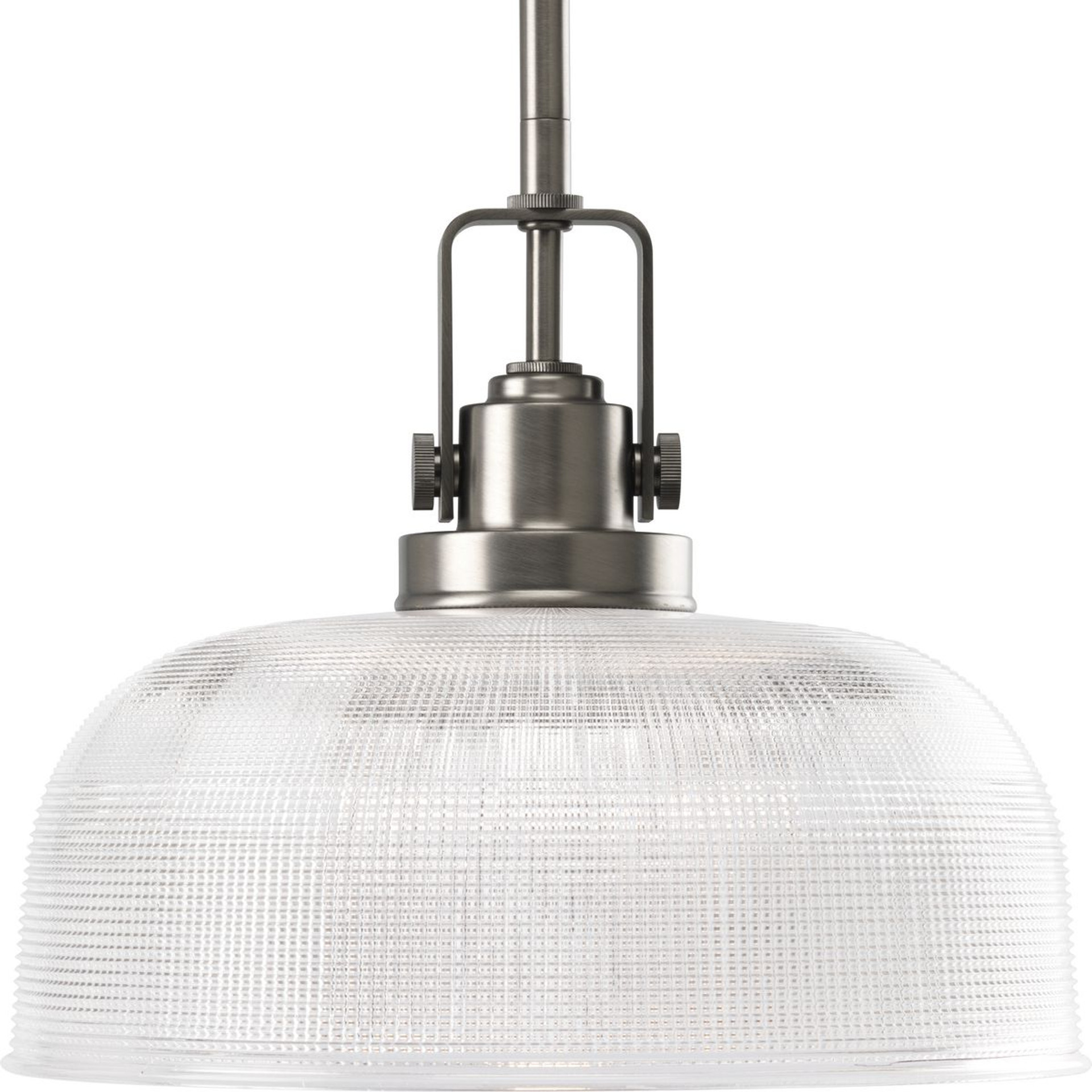 Progress Lighting Pendants Light - Archie Collection One-Light Antique Nickel Clear Prismatic Glass Coastal Pendant Light - Model P5026-81