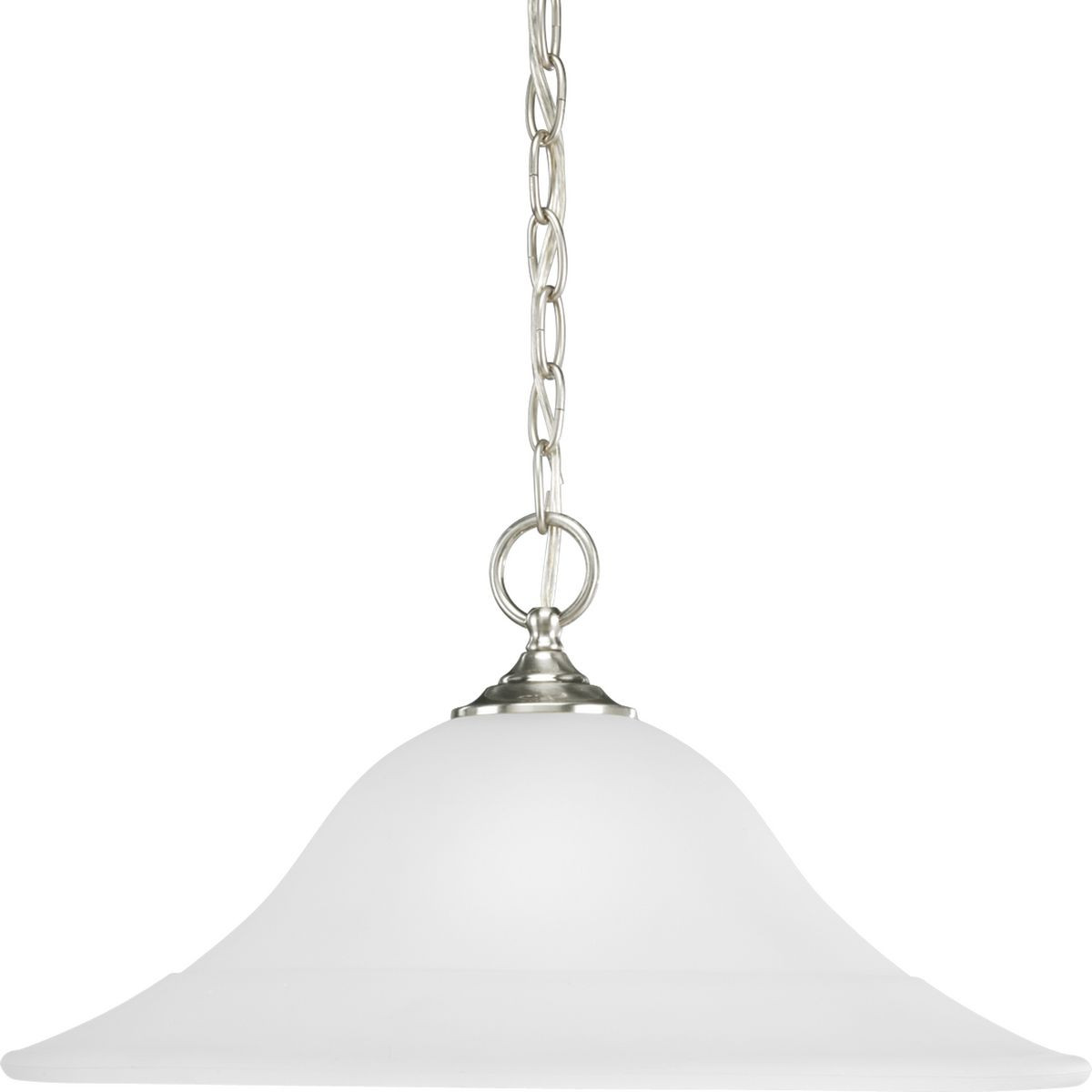 Progress Lighting Pendants Light - Trinity Collection One-Light Brushed Nickel Etched Glass Traditional Pendant Light - Model P5095-09