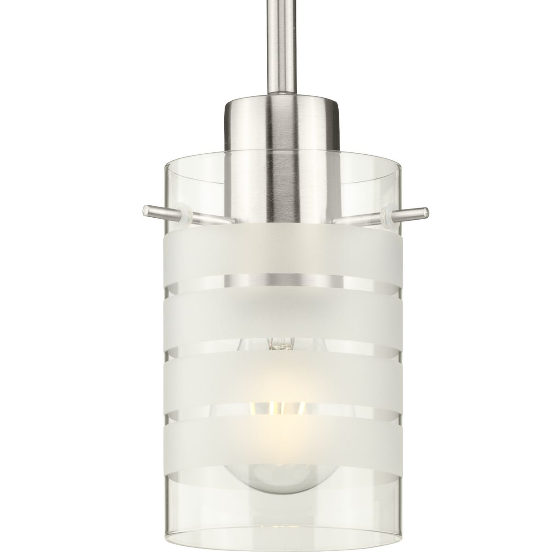 Progress Lighting Pendants Light - Modern Pendant One-Light Brushed Nickel Clear And Etched Glass Mini-Pendant Light - Model P5158-09
