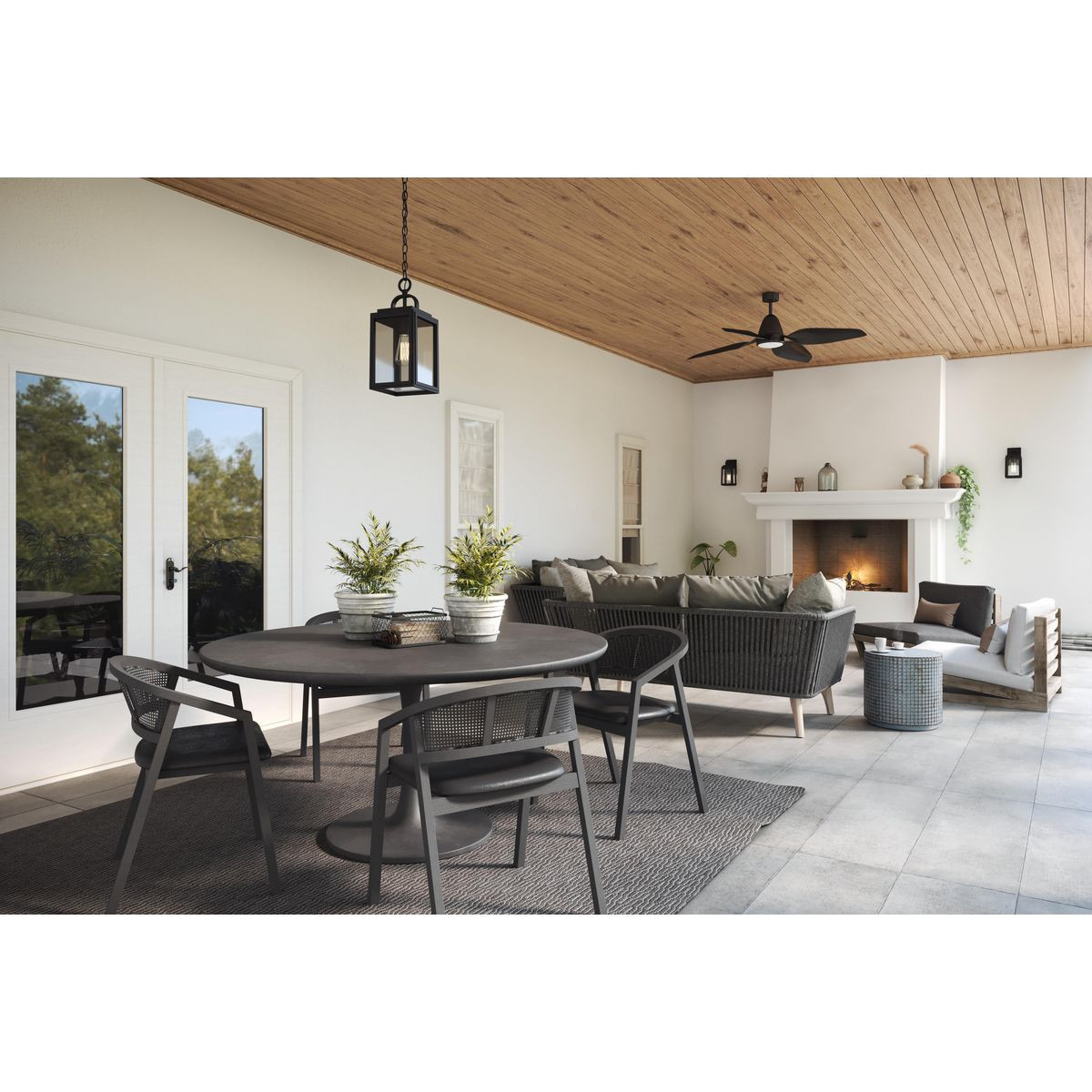 Progress Lighting Grandbury Collection One-Light Hanging Lantern with DURASHIELD - Damp Location Listed Application Shot Model P550064-031