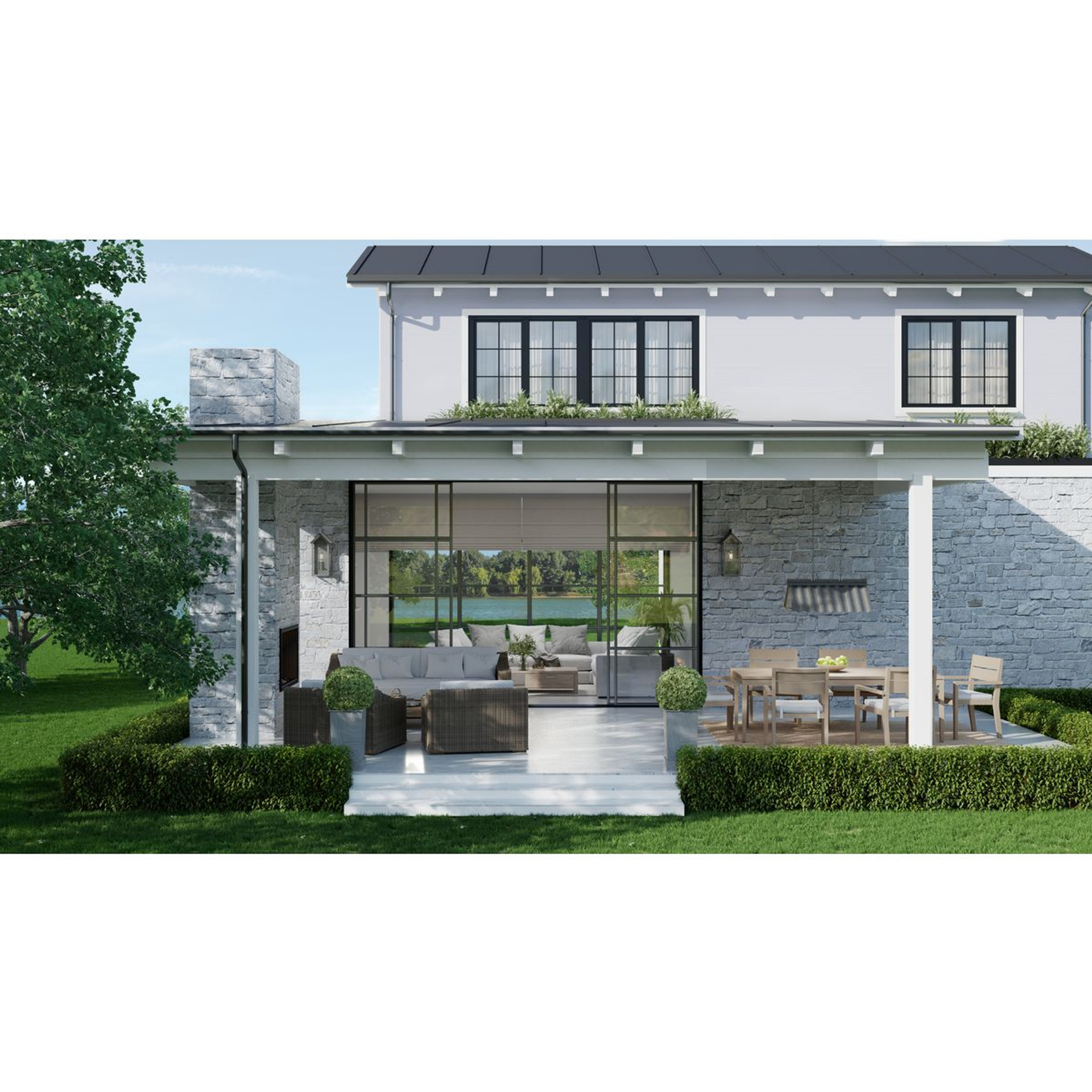 Progress Lighting POINT DUME® by Jeffrey Alan Marks for Progress Lighting Edgecliff Galvanized Finish Outdoor Hanging Pendant - Damp Location Listed Application Shot Model P550119-141