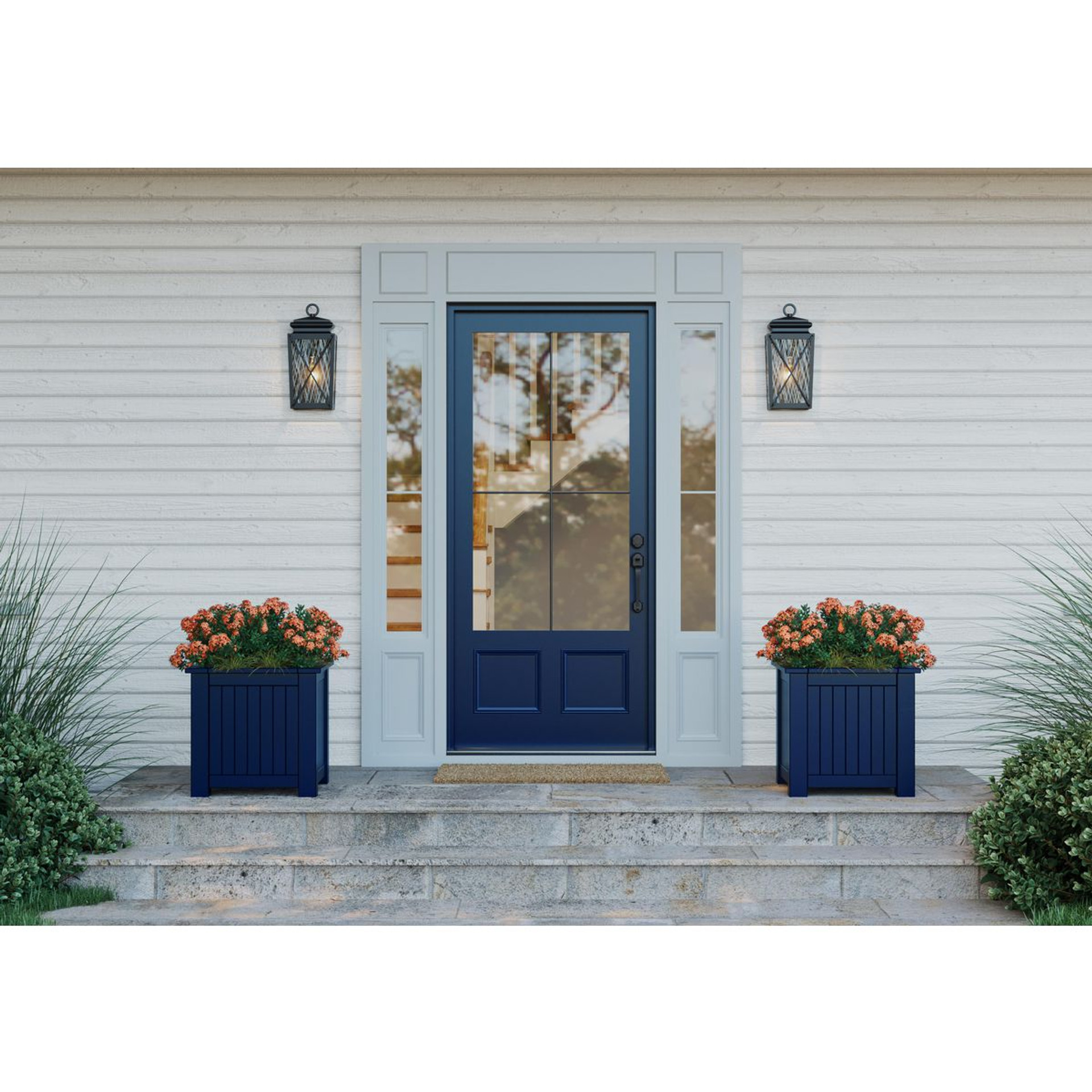 Progress Lighting Wakeford One-Light Textured Black Transitional Outdoor Small Wall Lantern - Wet Location Listed Application Shot Model P560261-031