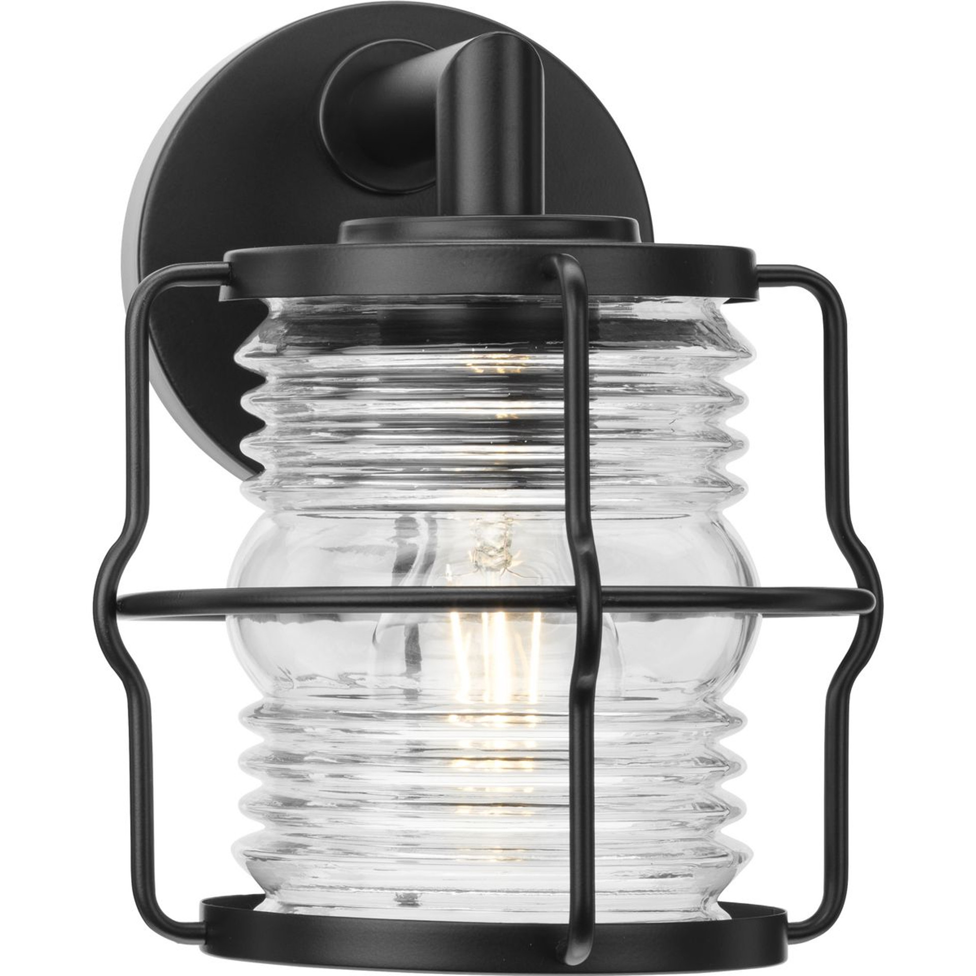 Progress Lighting Wall Bracket Light - Carrick Collection One-Light Matte Black Summer Linen Shade Transitional Wall Light - Model P710104-31M
