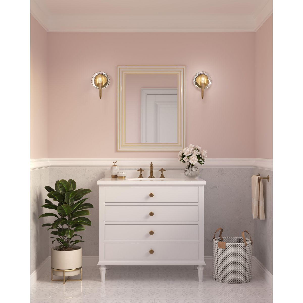 Progress Lighting Loretta Collection One-Light Gold Ombre Transitional Wall Bracket - Damp Location Listed Application Shot Model P710128-204
