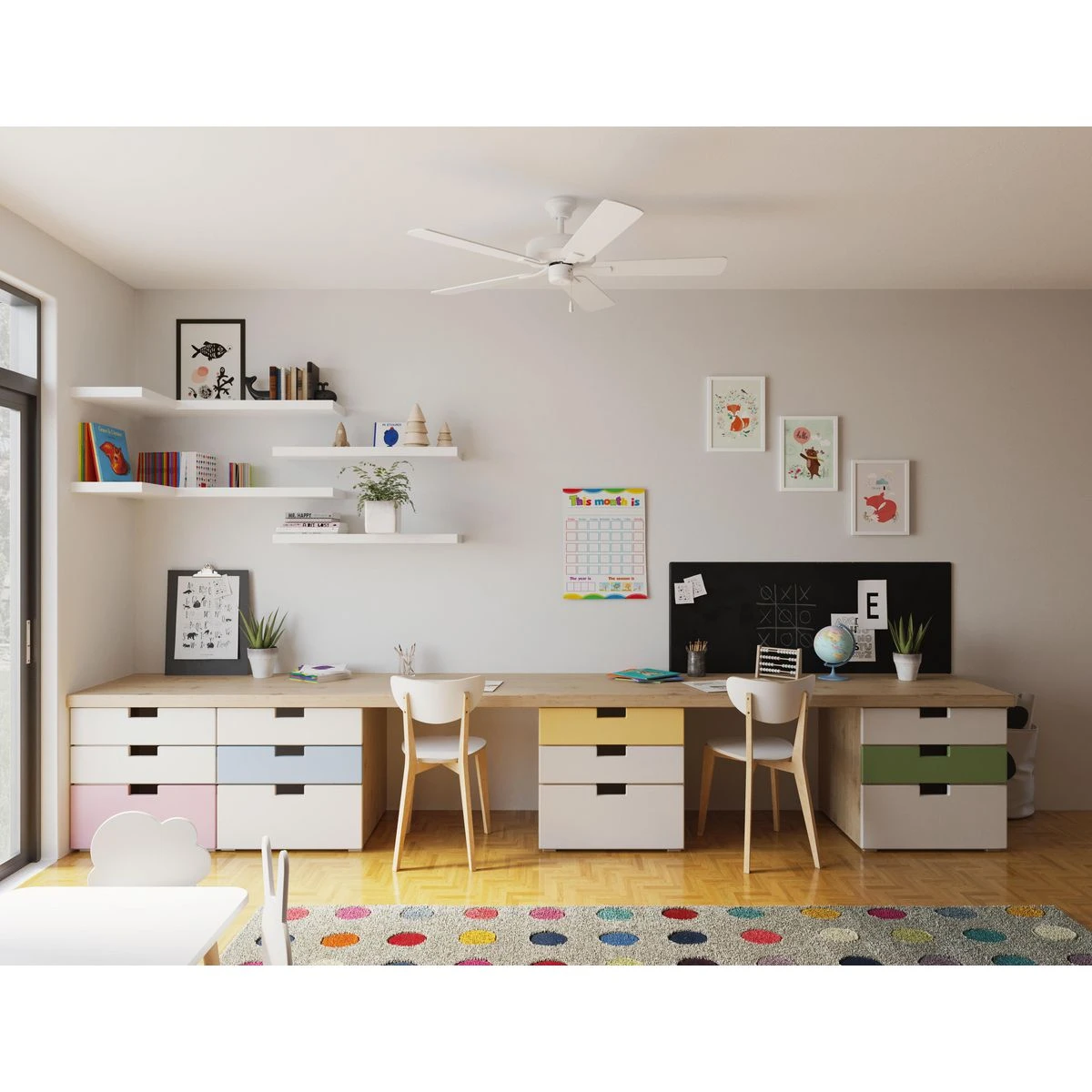 Progress Lighting AirPro 52 in. White 5-Blade AC Motor Transitional Ceiling Fan - Dry Location Listed Application Shot Model P250080-030