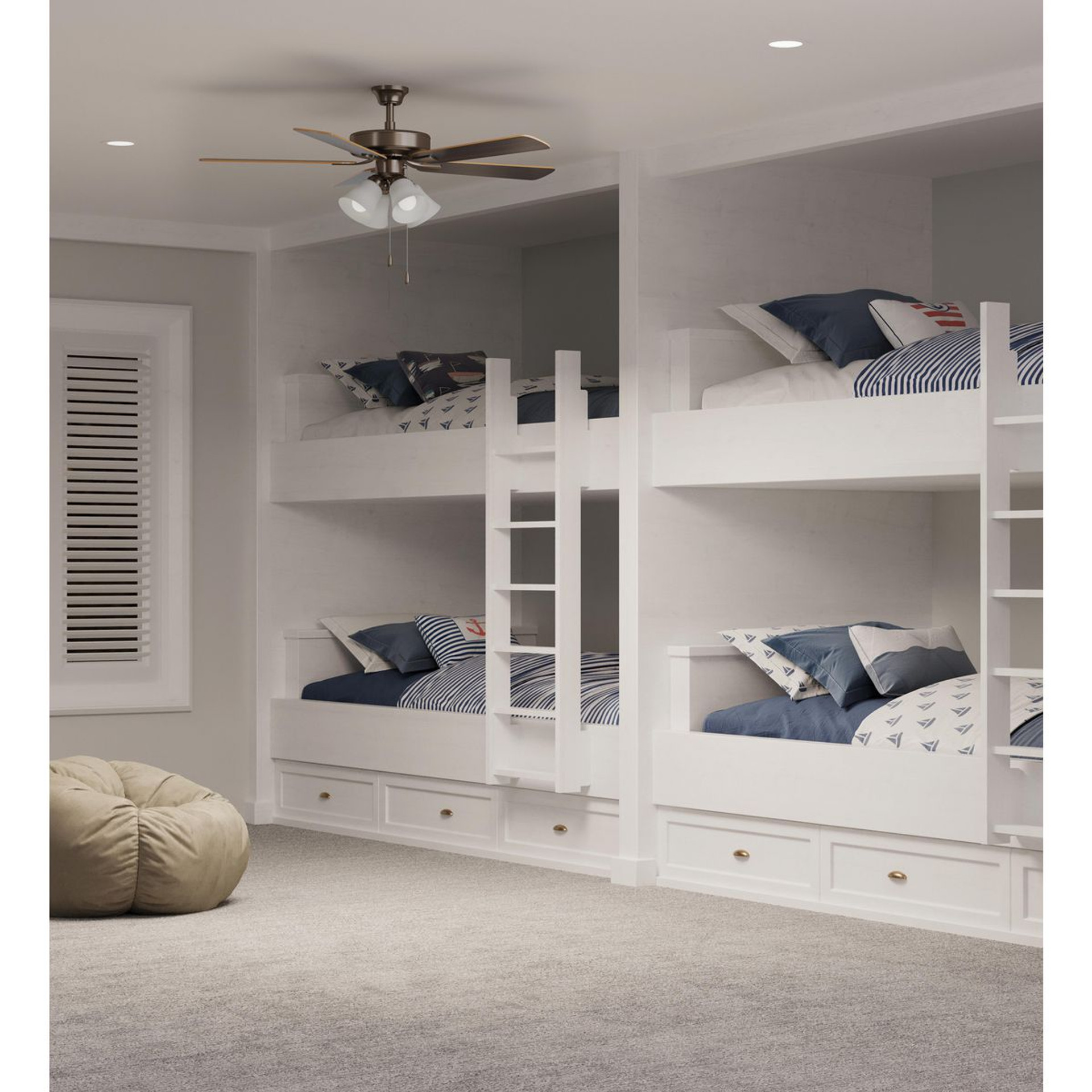 Progress Lighting AirPro Collection Four-Light Ceiling Fan Light - Dry Location Listed Application Shot Model P2643-20WB