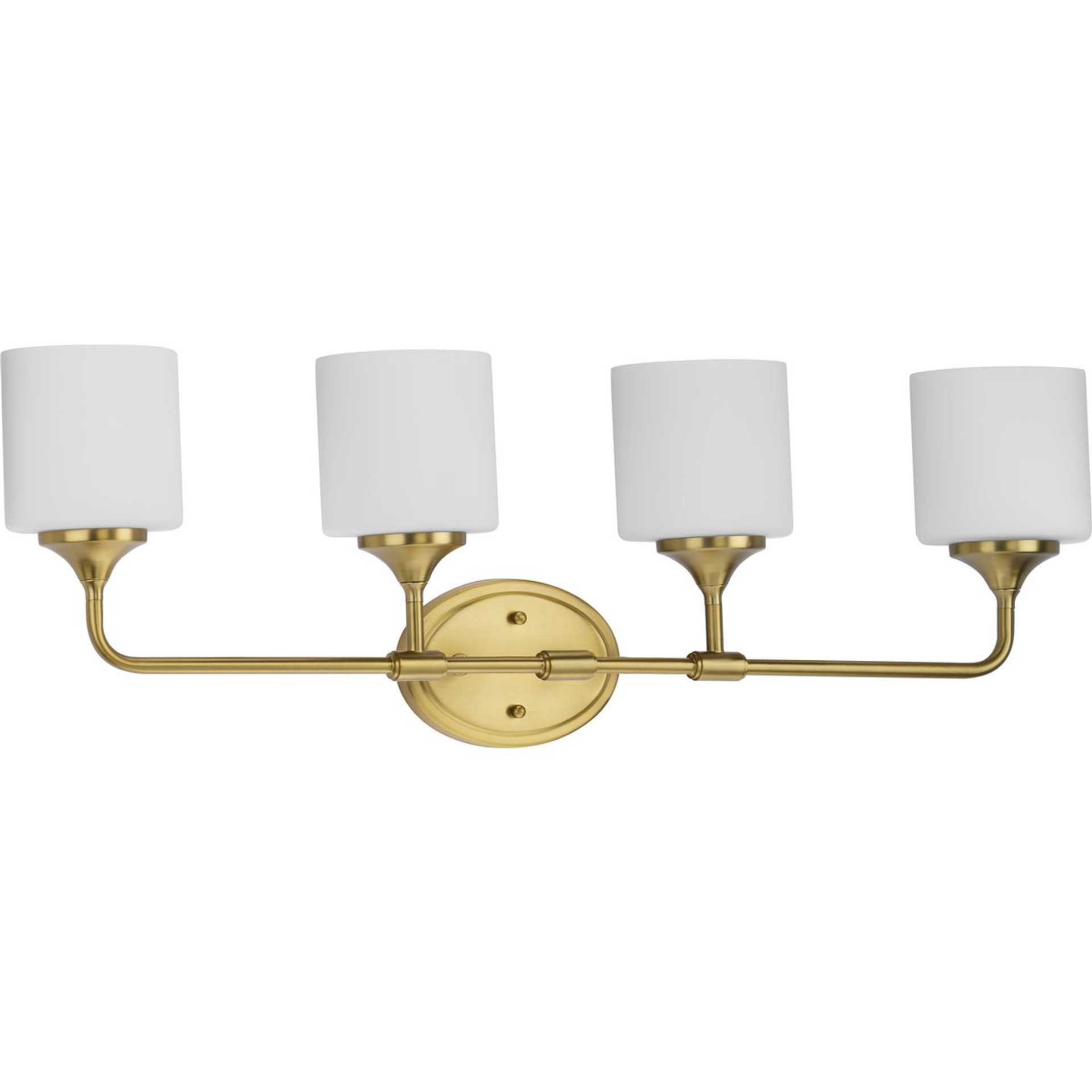 Progress Lighting Bath & Vanity Light - Lynzie Collection Four-Light Brushed Gold Etched Opal Glass Modern Bath Vanity Light - Model P2804-191