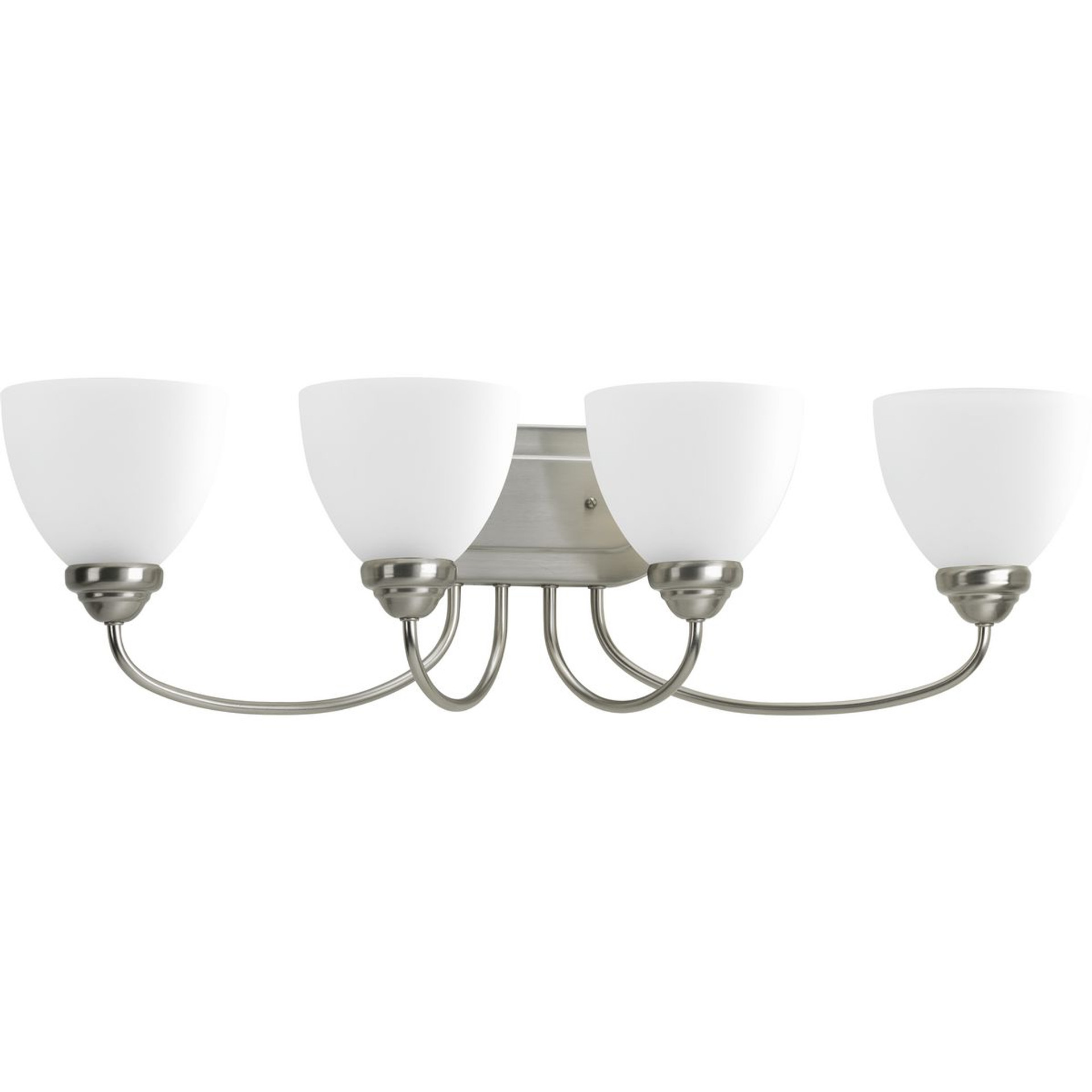 Progress Lighting Bath & Vanity Light - Heart Collection Four-Light Brushed Nickel Etched Glass Farmhouse Bath Vanity Light - Model P2928-09