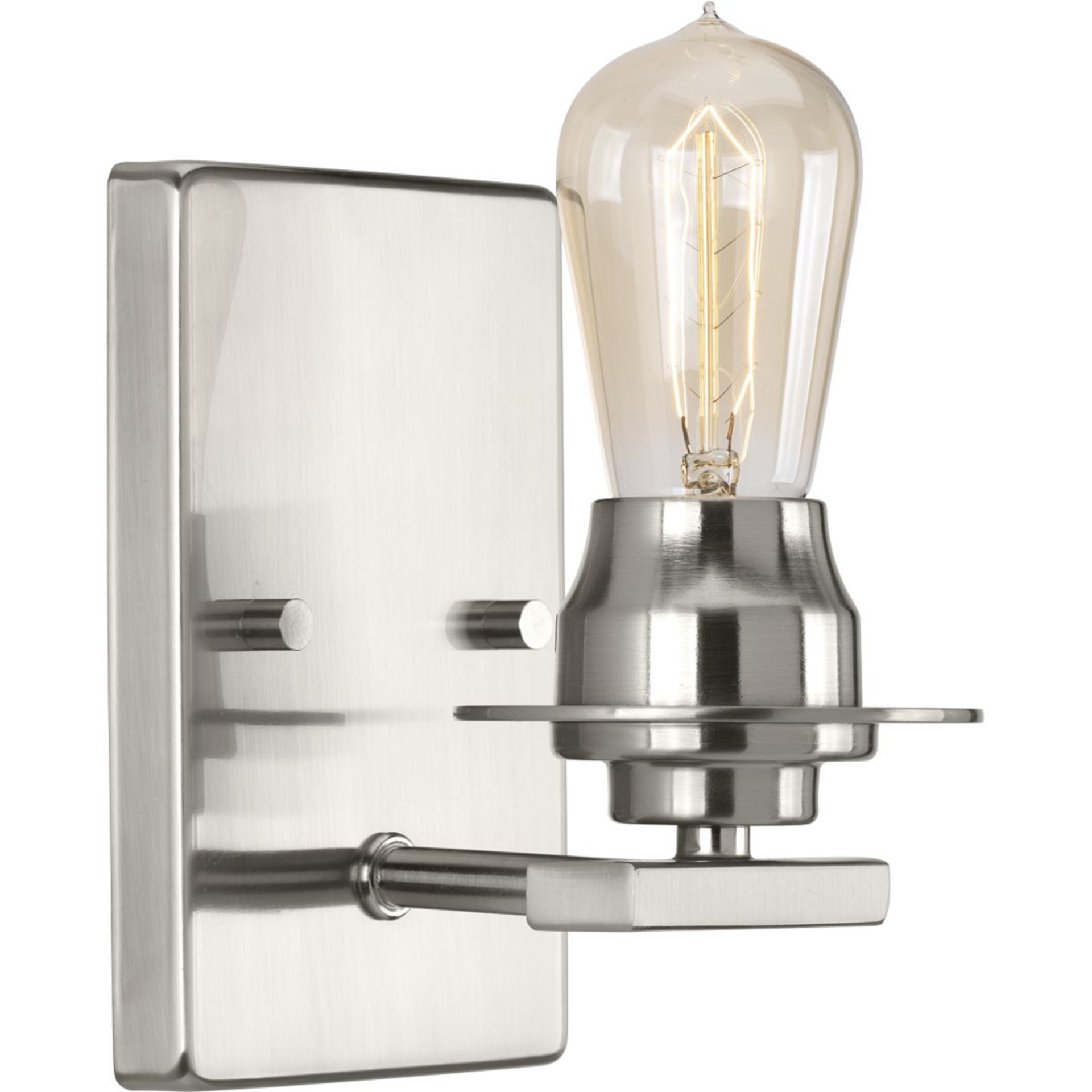 Progress Lighting Bath & Vanity Light - Debut Collection One-Light Brushed Nickel Farmhouse Bath Vanity Light - Model P300008-009
