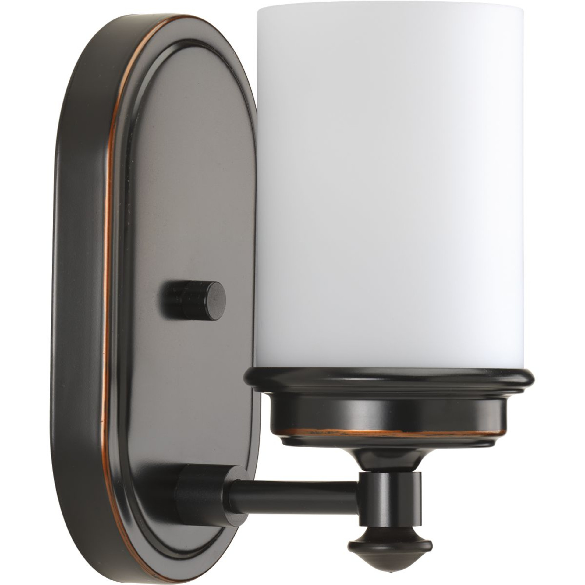 Progress Lighting Bath & Vanity Light - Glide Collection One-Light Rubbed Bronze Etched Opal Glass Coastal Bath Vanity Light - Model P300012-139