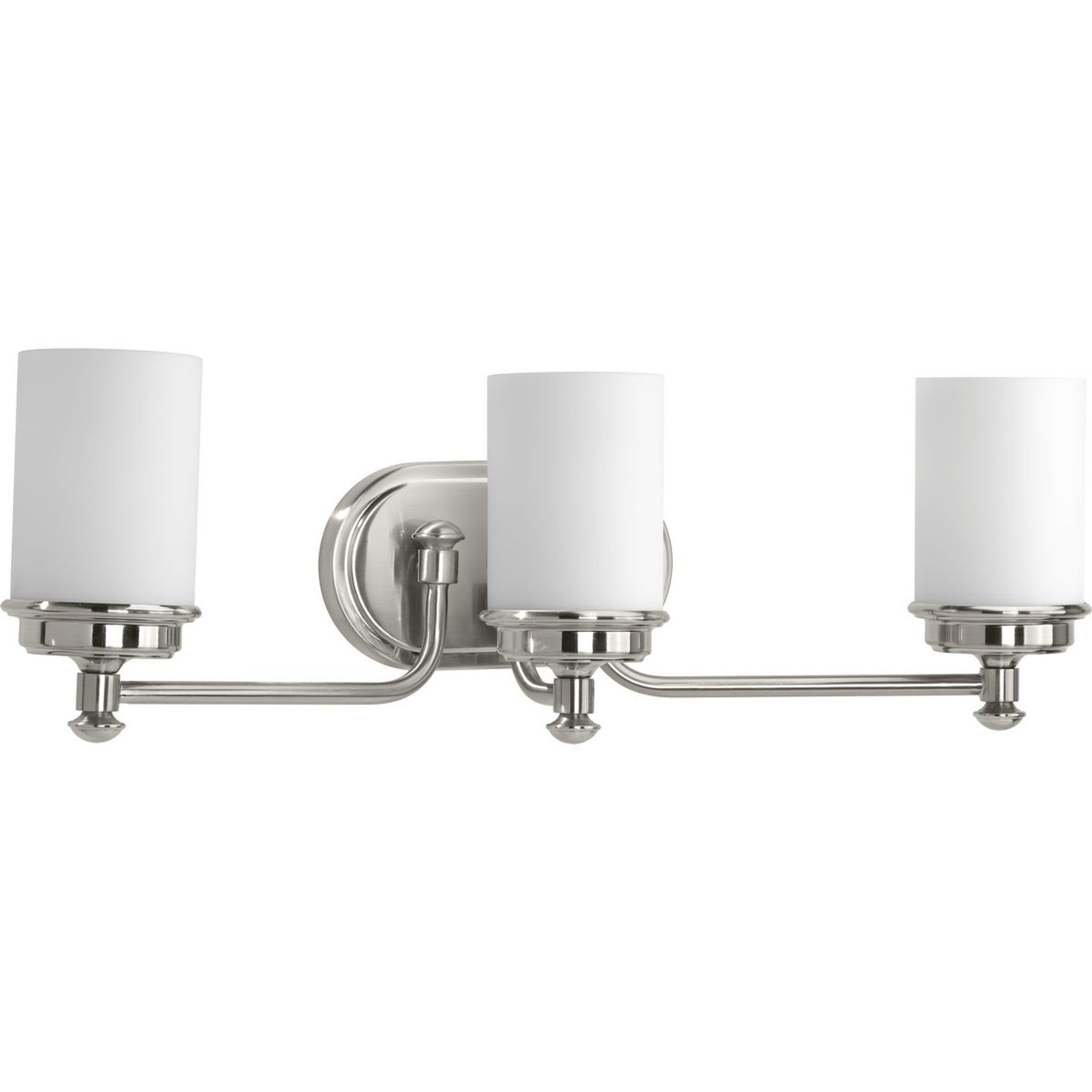 Progress Lighting Bath & Vanity Light - Glide Collection Three-Light Brushed Nickel Etched Opal Glass Coastal Bath Vanity Light - Model P300014-009