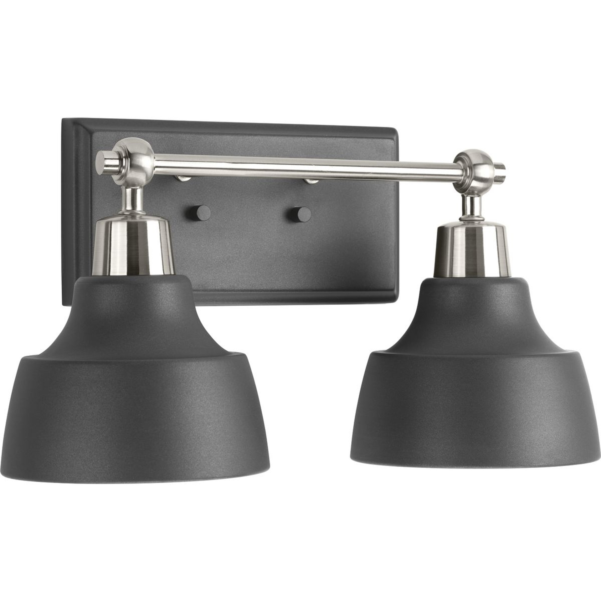 Progress Lighting Bath & Vanity Light - Bramlett Collection Two-Light Brushed Nickel Graphite Metal Shade Coastal Bath Vanity Light - Model P300040-009