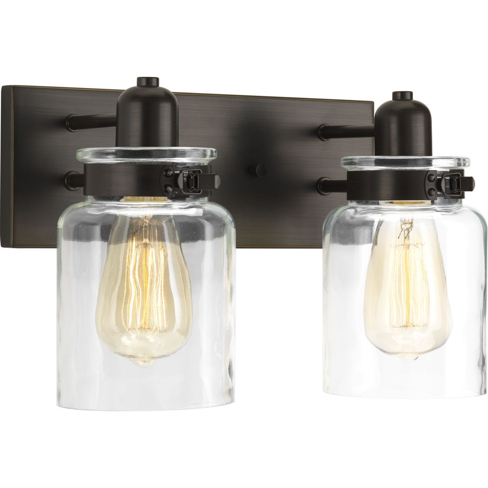 Progress Lighting Bath & Vanity Light - Calhoun Collection Two-Light Antique Bronze Clear Glass Farmhouse Bath Vanity Light - Model P300046-020