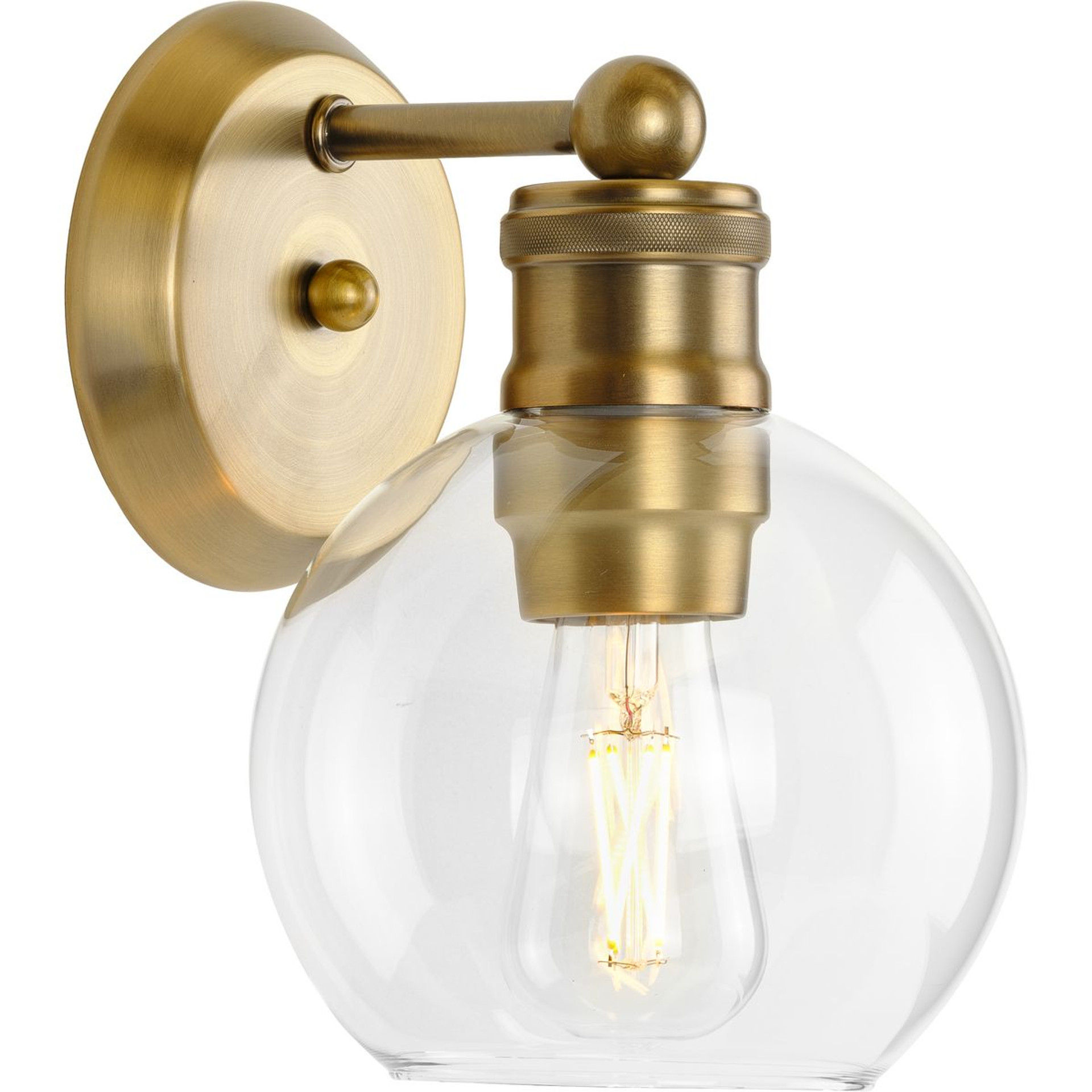 Progress Lighting Bath & Vanity Light - Hansford Collection One-Light Vintage Brass Clear Glass Farmhouse Bath Vanity Light - Model P300049-163