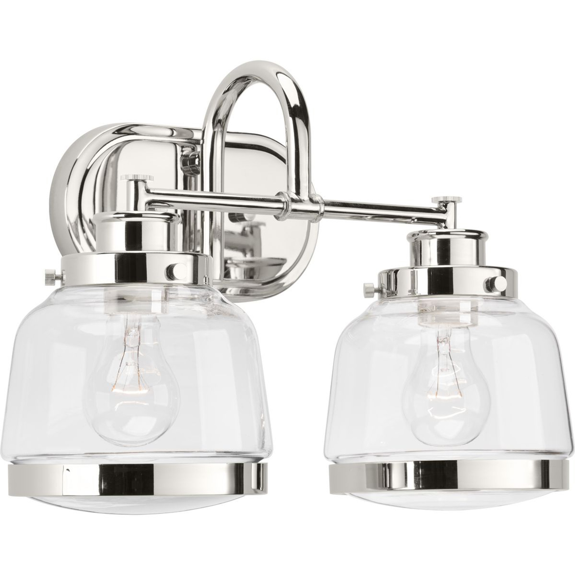 Progress Lighting Bath & Vanity Light - Judson Collection Two-Light Polished Nickel Clear Glass Farmhouse Bath Vanity Light - Model P300081-104