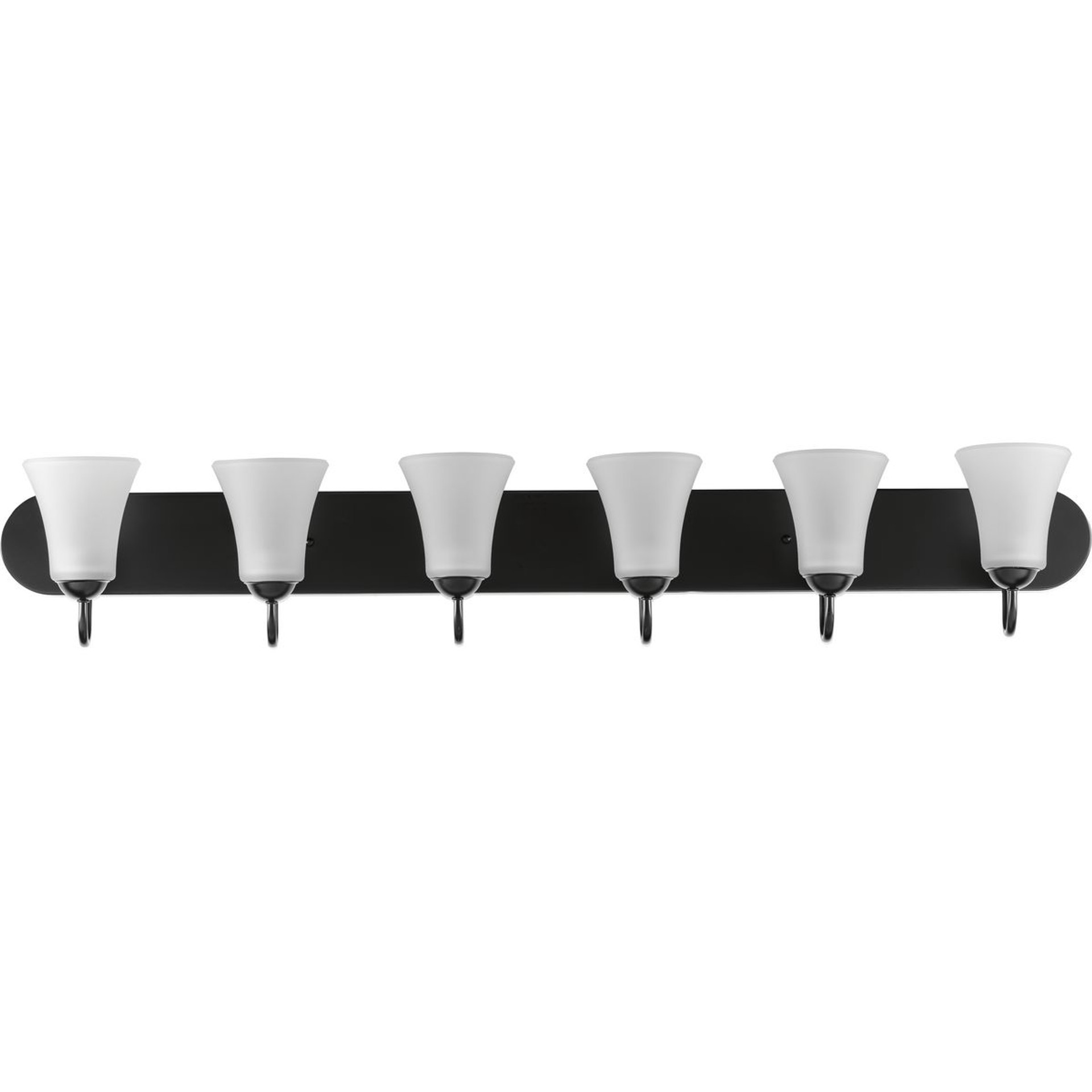 Progress Lighting Bath & Vanity Light - Classic Collection Six-Light Matte Black Etched Glass Traditional Bath Vanity Light - Model P300238-031