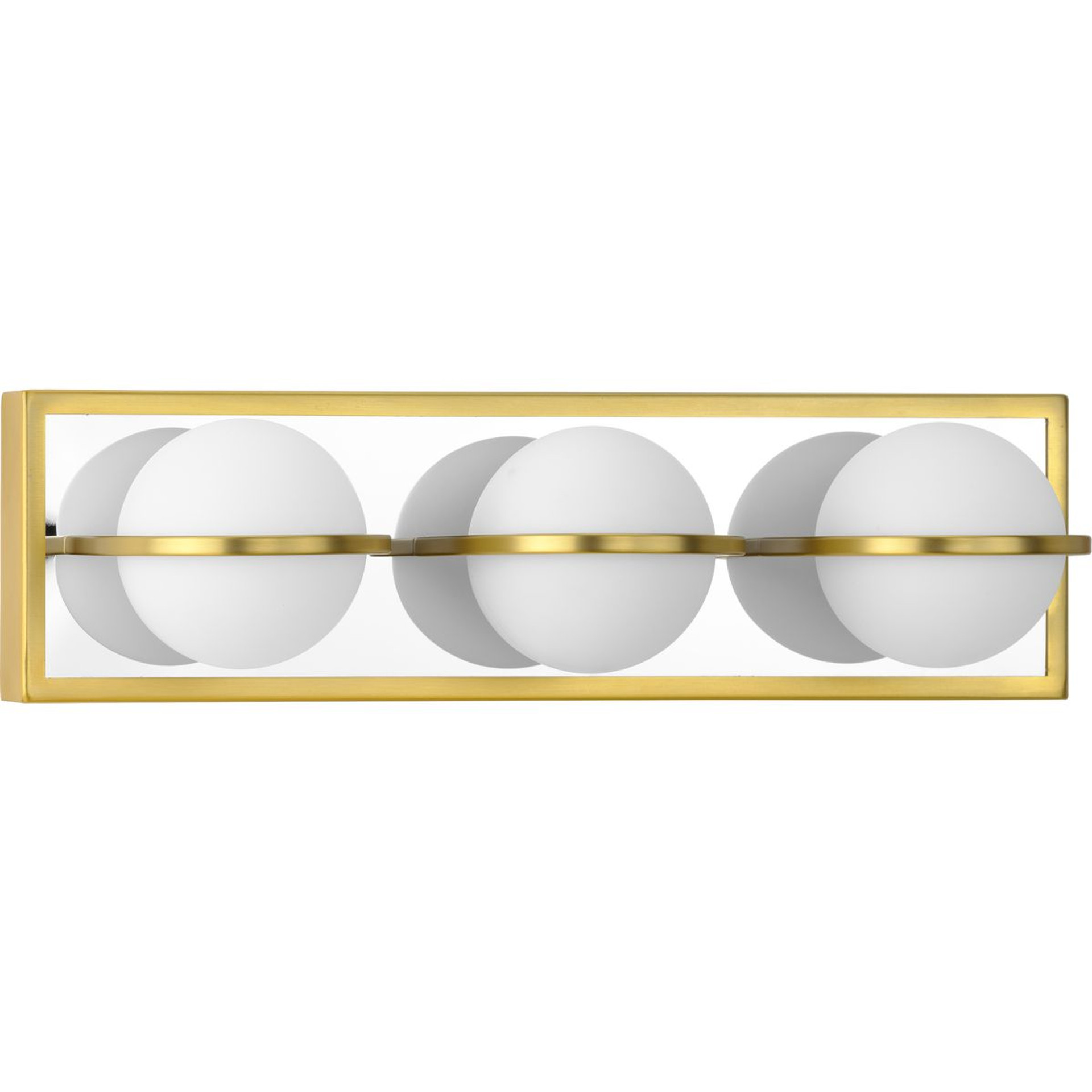 Progress Lighting Bath & Vanity Light - Pearl LED Collection Three-Light Satin Brass and Opal Glass Modern Style Bath Vanity Wall Light - Model P300312-012-30