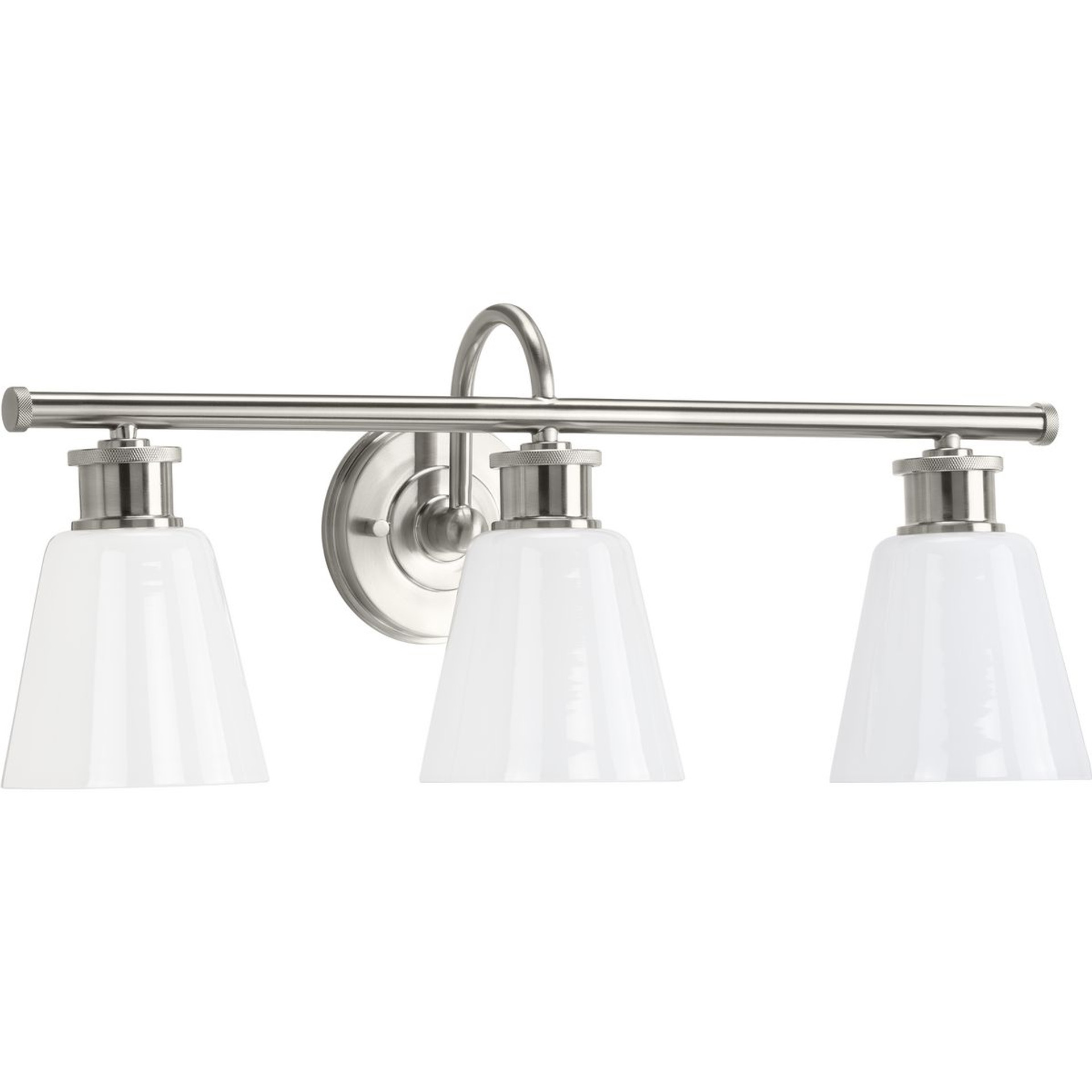 Progress Lighting Bath & Vanity Light - Ashford Collection Three-Light Brushed Nickel and Opal Glass Farmhouse Style Bath Vanity Wall Light - Model P300316-009