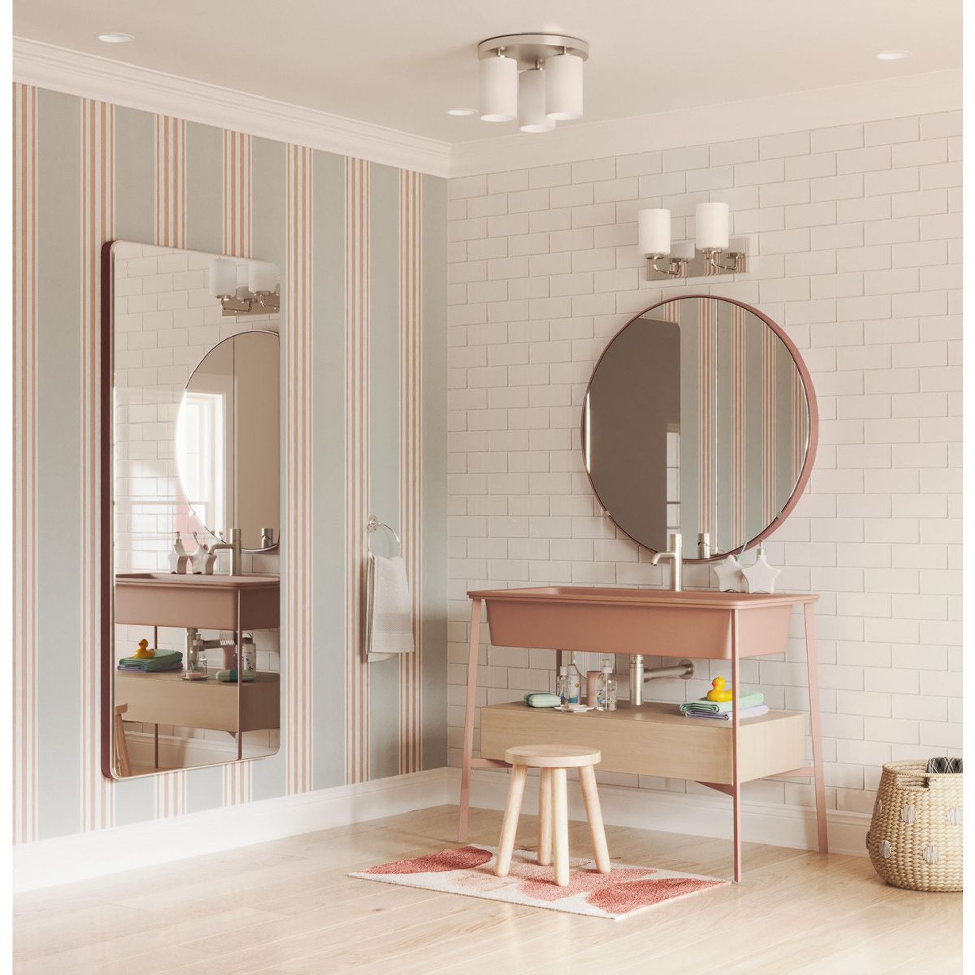 Progress Lighting Merry Collection Two-Light Polished Chrome and Etched Glass Transitional Style Bath Vanity Wall Light - Damp Location Listed Application Shot Model P300328-015