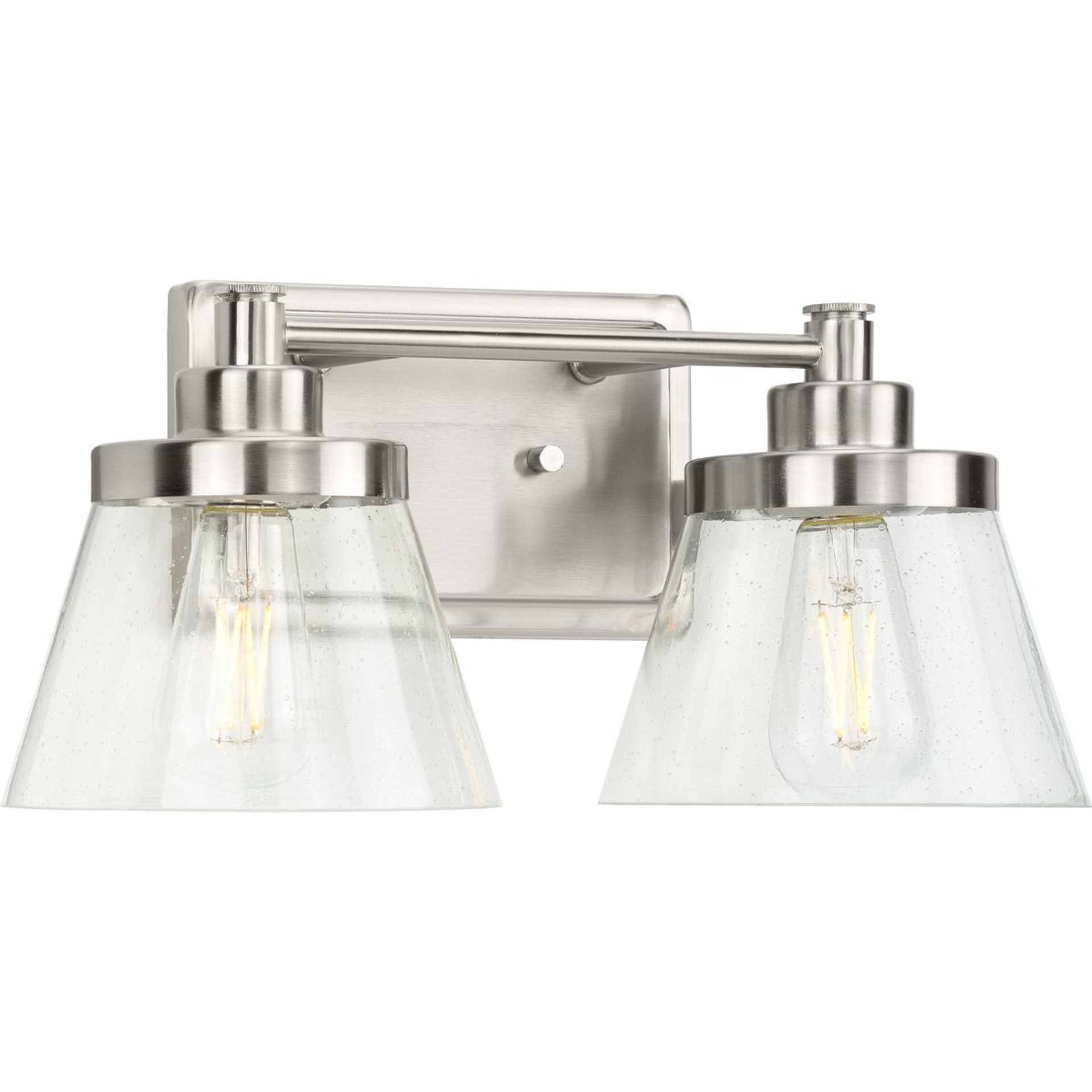 Progress Lighting Bath & Vanity Light - Hinton Collection Two-Light Brushed Nickel Clear Seeded Glass Farmhouse Bath Vanity Light - Model P300349-009