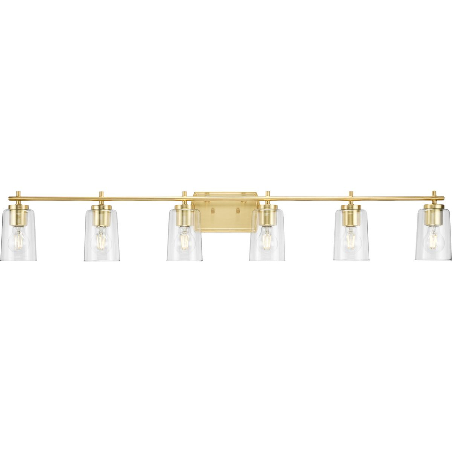 Progress Lighting Bath & Vanity Light - Adley Collection Six-Light New Traditional Satin Brass Clear Glass Bath Vanity Light - Model P300372-012