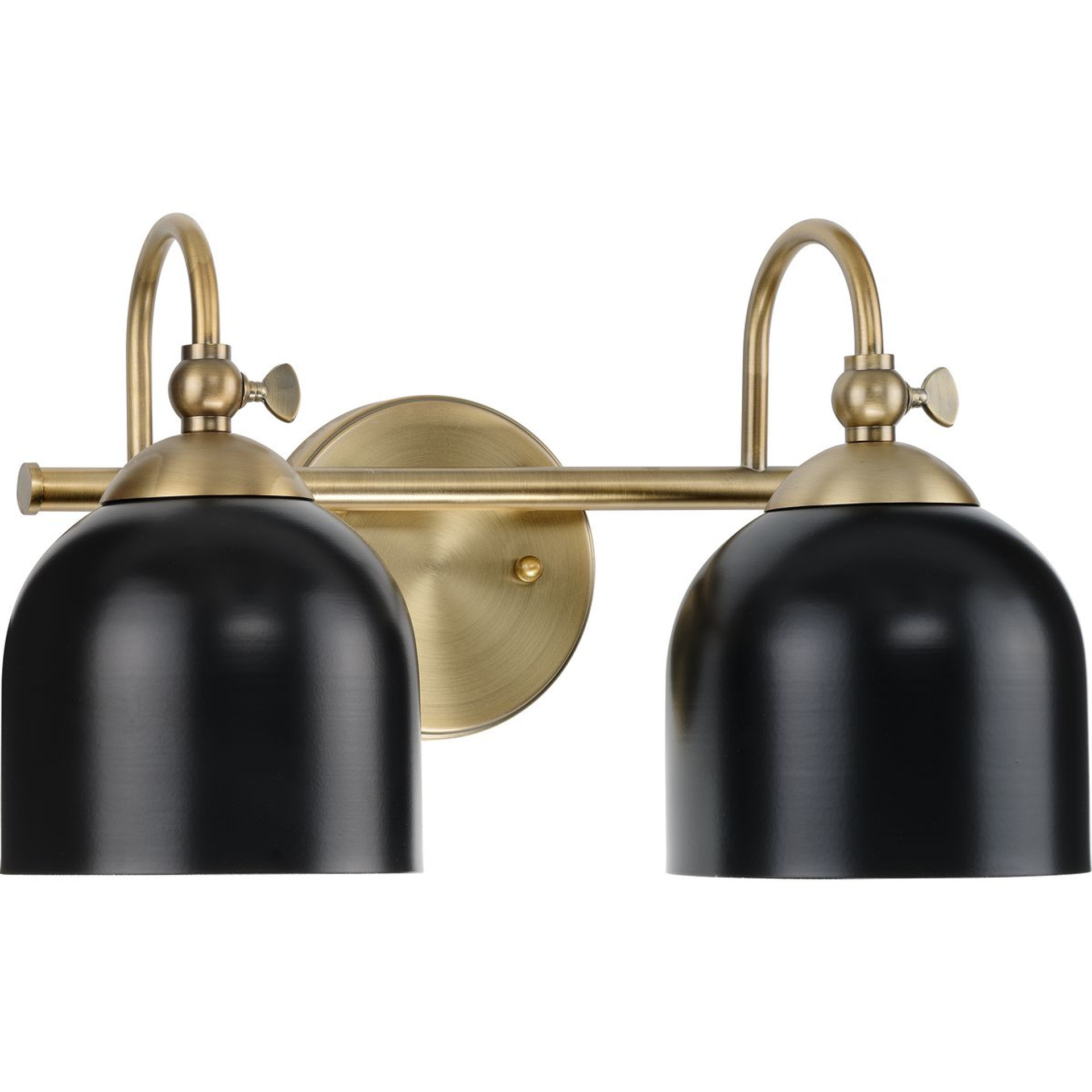 Progress Lighting Bath & Vanity Light - Dalton Collection Two-Light Farmhouse Vintage Brass Metal Shade Bath Vanity Light - Model P300382-163