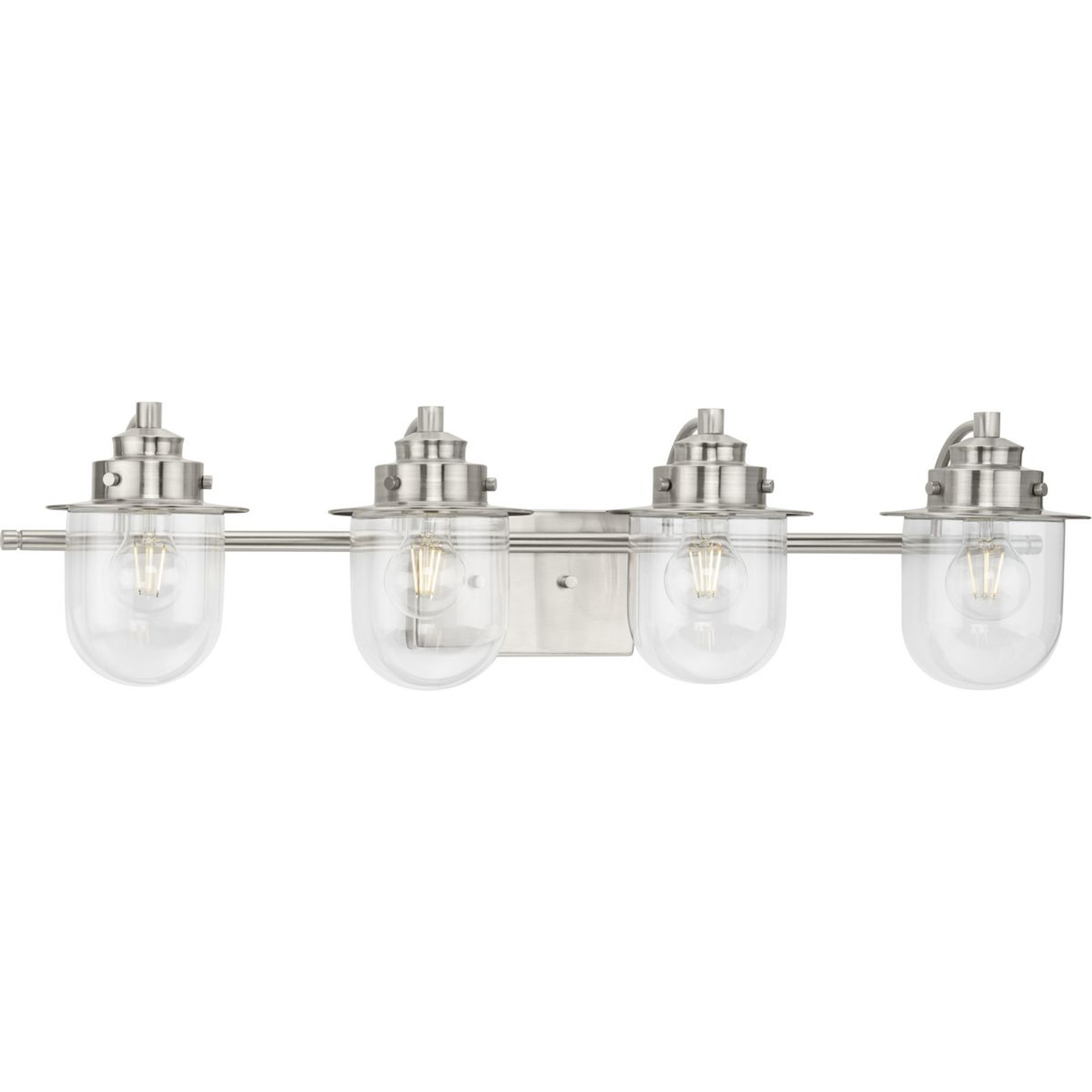Progress Lighting Bath & Vanity Light - Northlake Collection Four-Light Brushed Nickel Clear Glass Transitional Bath Light - Model P300437-009