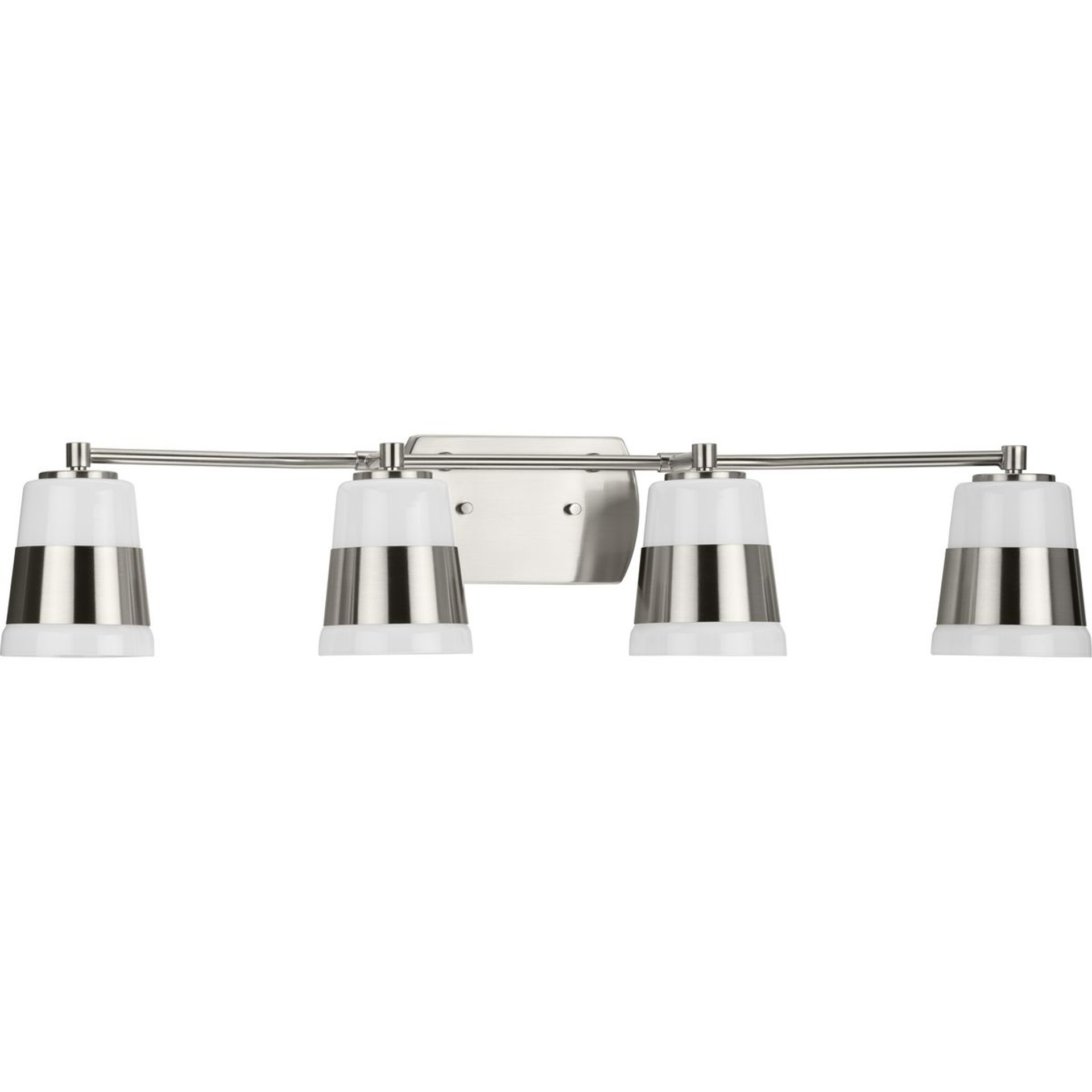 Progress Lighting Bath & Vanity Light - Haven Collection Four-Light Brushed Nickel Opal Glass Luxe Industrial Bath Light - Model P300445-009