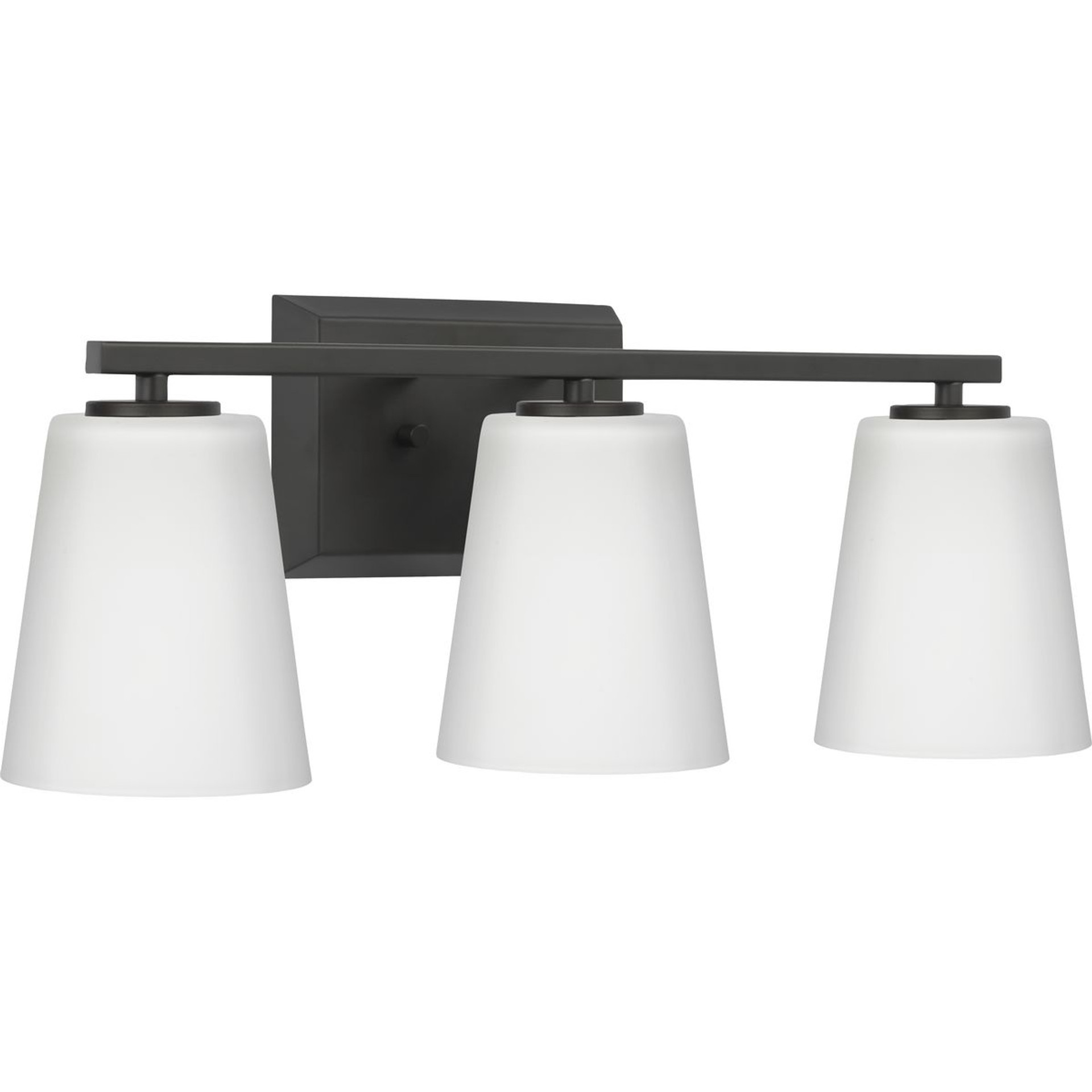Progress Lighting Bath & Vanity Light - Vertex Collection Three-Light Matte Black Etched White Glass Contemporary Bath Light - Model P300463-31M