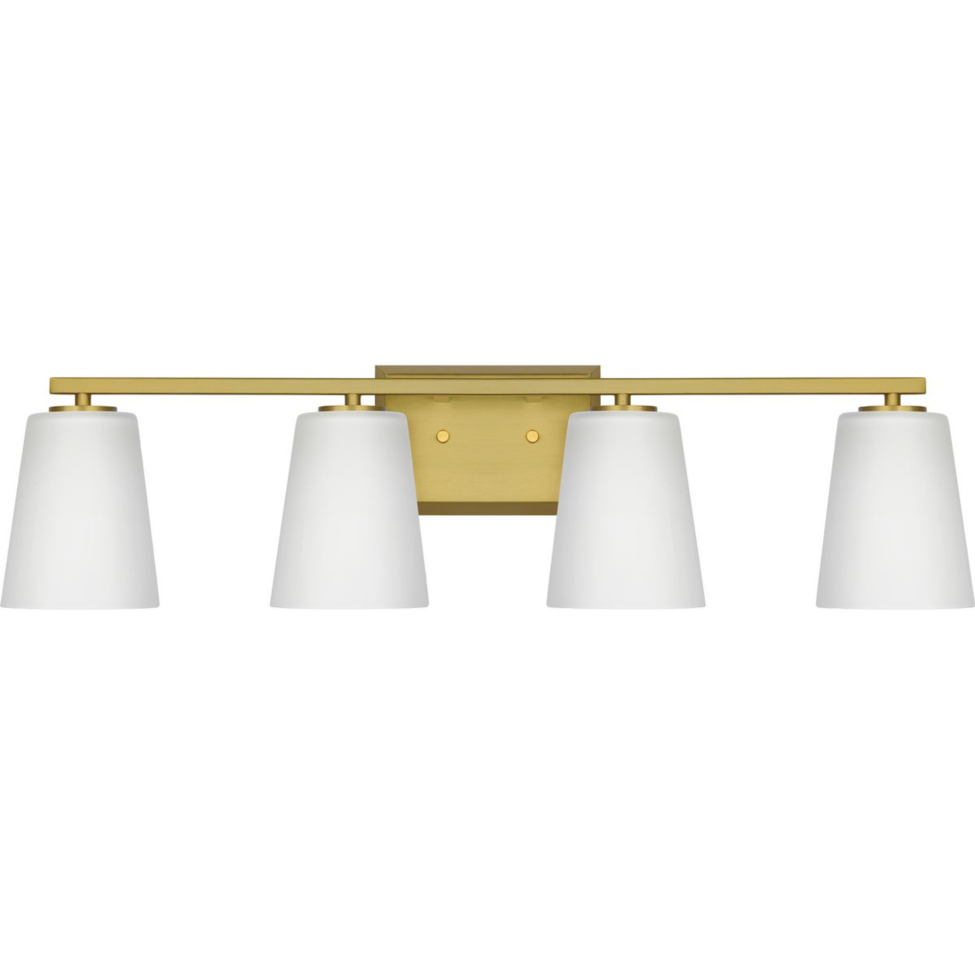 Progress Lighting Bath & Vanity Light - Vertex Collection Four-Light Brushed Gold Etched White Glass Contemporary Bath Light - Model P300464-191