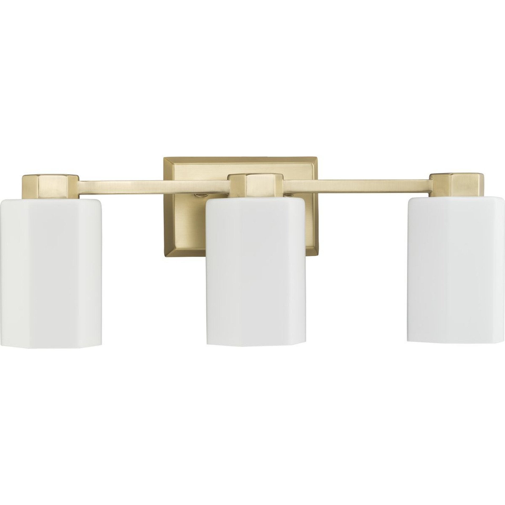 Progress Lighting Bath & Vanity Light - Estrada Collection Three-Light Brushed Gold Contemporary Bath & Vanity Light - Model P300478-191